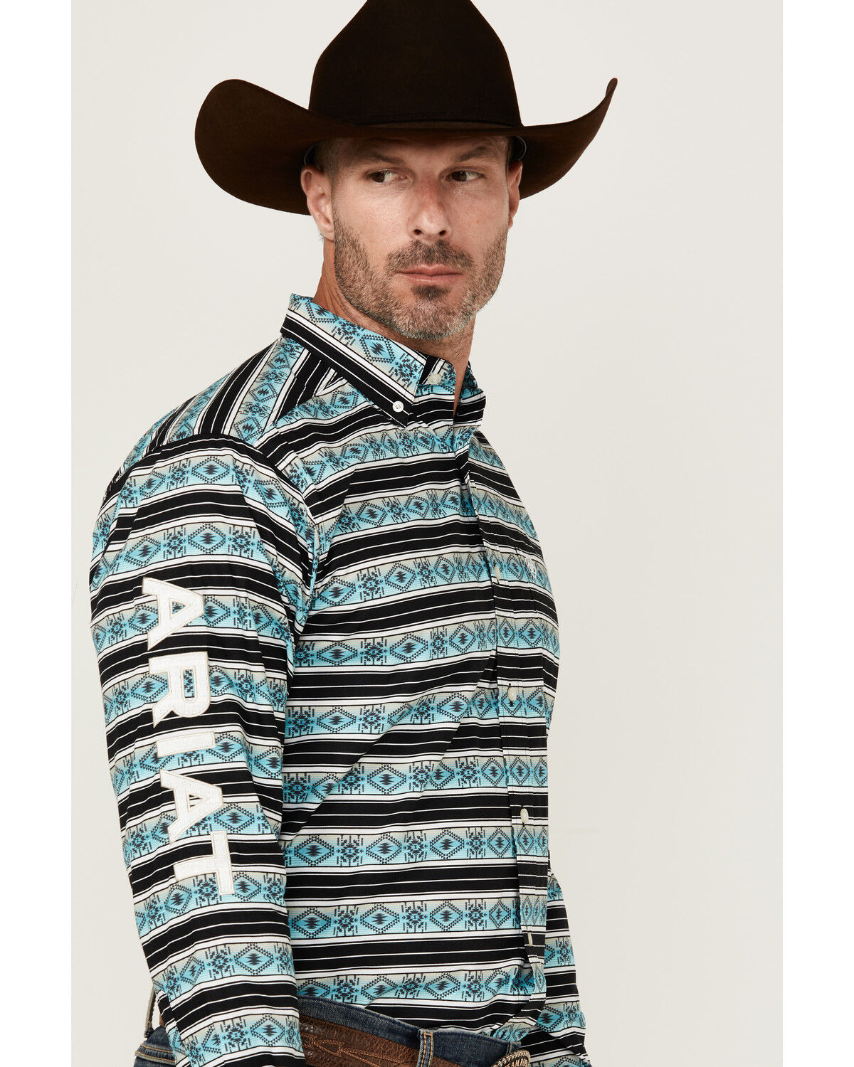 Ariat Men's Team Osborne Southwestern Striped Long Sleeve Button-Down Western Shirt - Tall