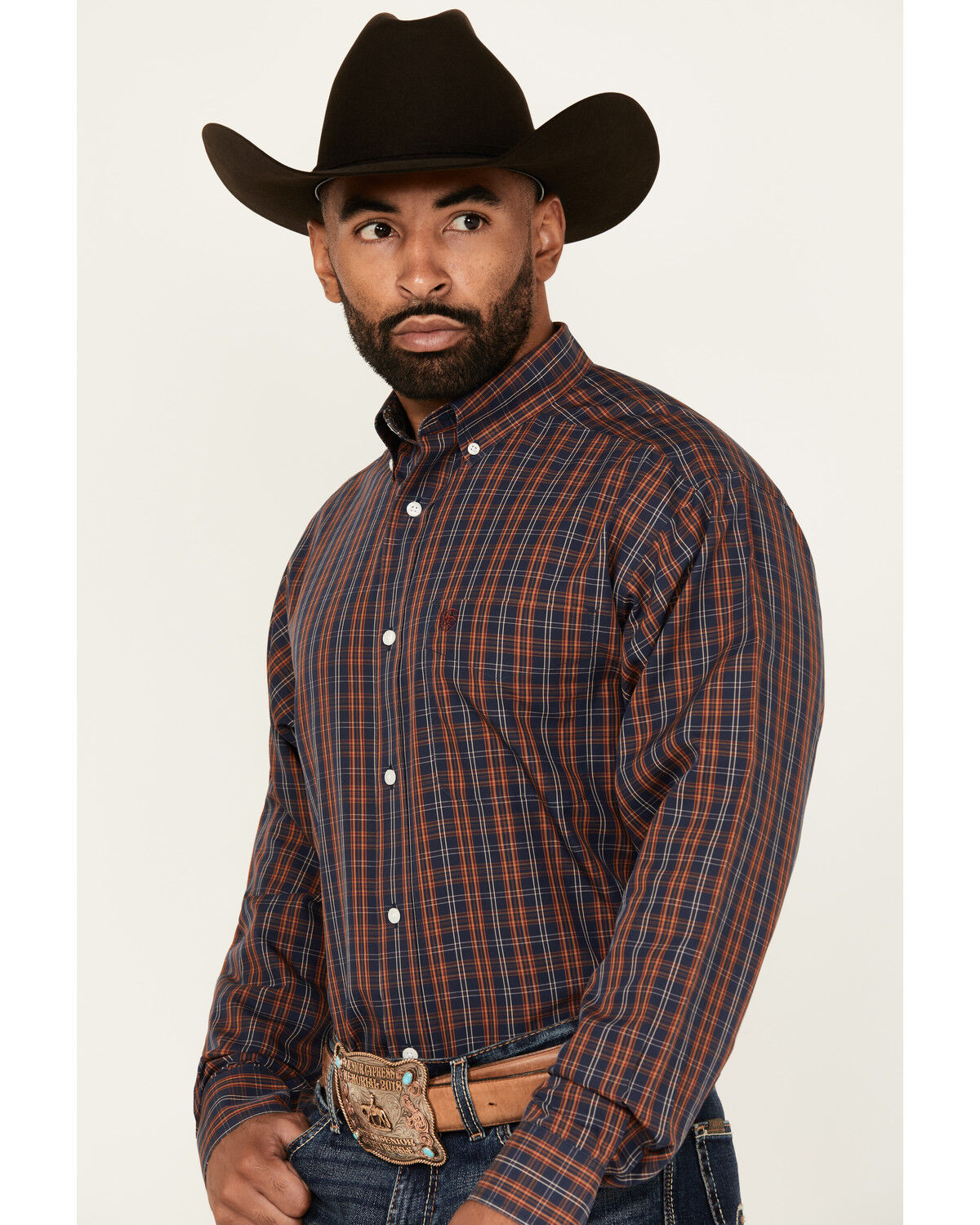 Ariat Men's Iker Plaid Print Long Sleeve Button-Down Western Shirt - Big