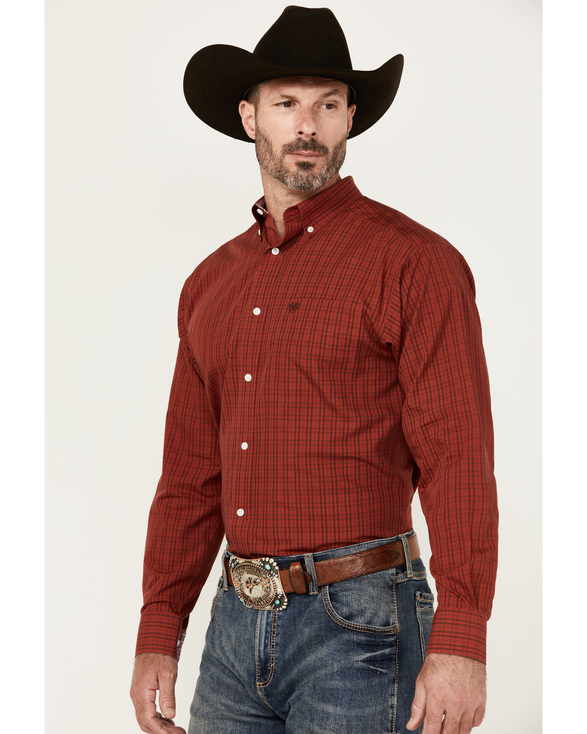 Ariat Men's Ian Plaid Print Long Sleeve Button-Down Western Shirt