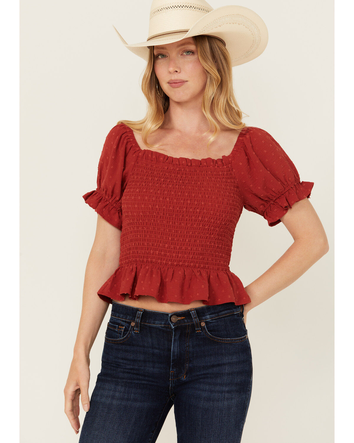 Wild Moss Women's Smocked Short Sleeve Shirt