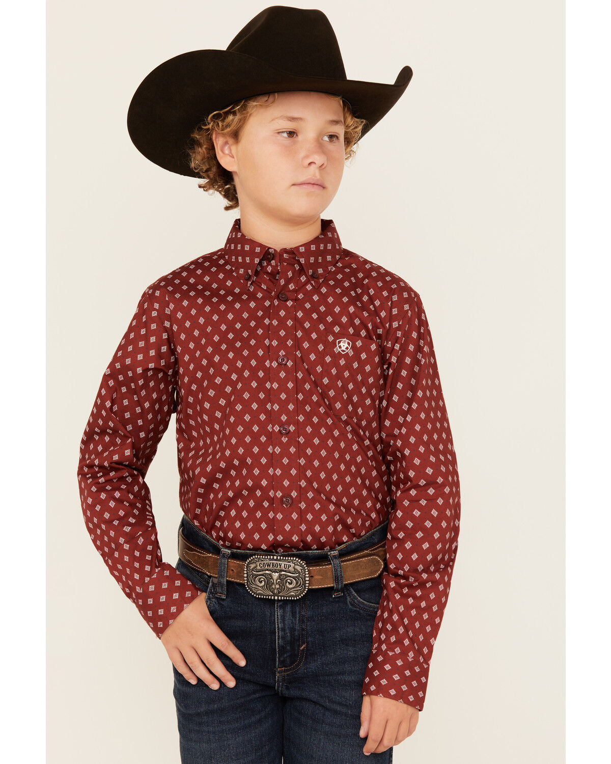 Ariat Boys' Classic Geo Print Long Sleeve Button-Down Western Shirt