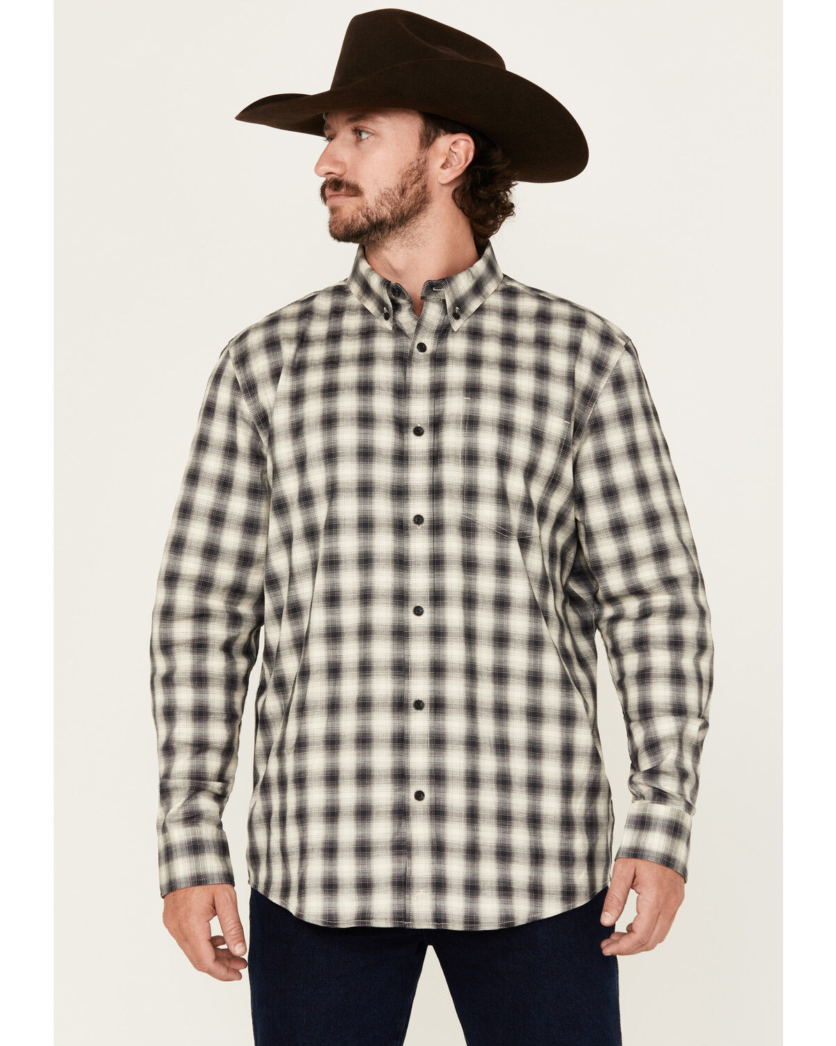 Cody James Men's Palamino Plaid Print Long Sleeve Button-Down Stretch Western Shirt - Tall