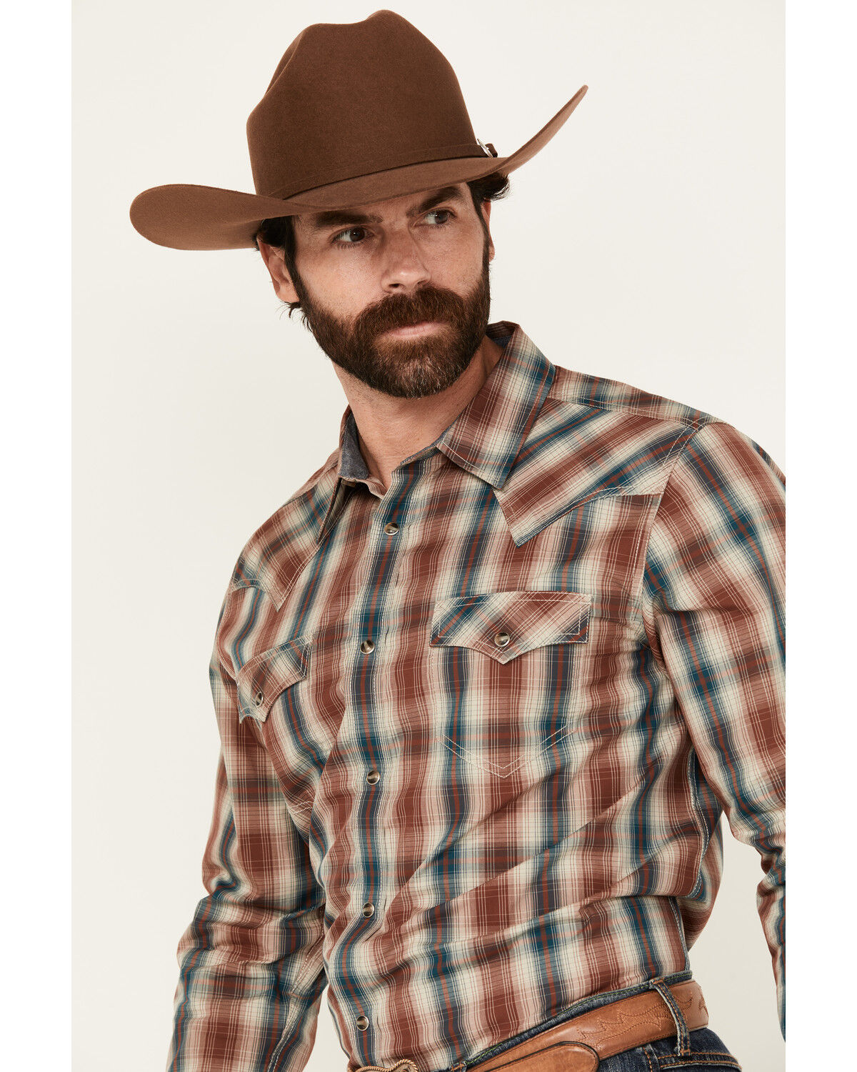 Cody James Men's Ricardo Plaid Print Long Sleeve Snap Western Shirt - Big