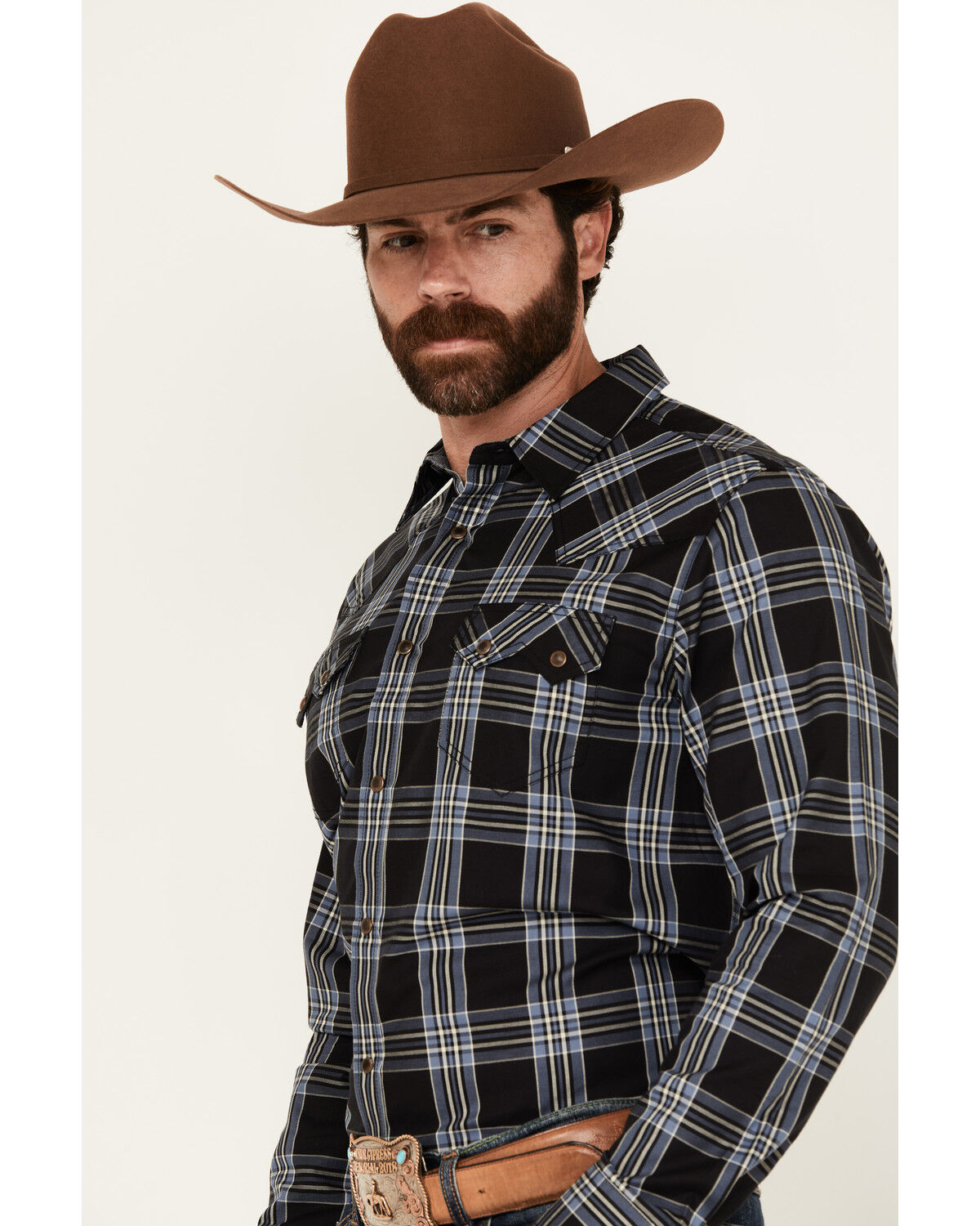Cody James Men's Irving Plaid Print Long Sleeve Snap Western Shirt - Tall