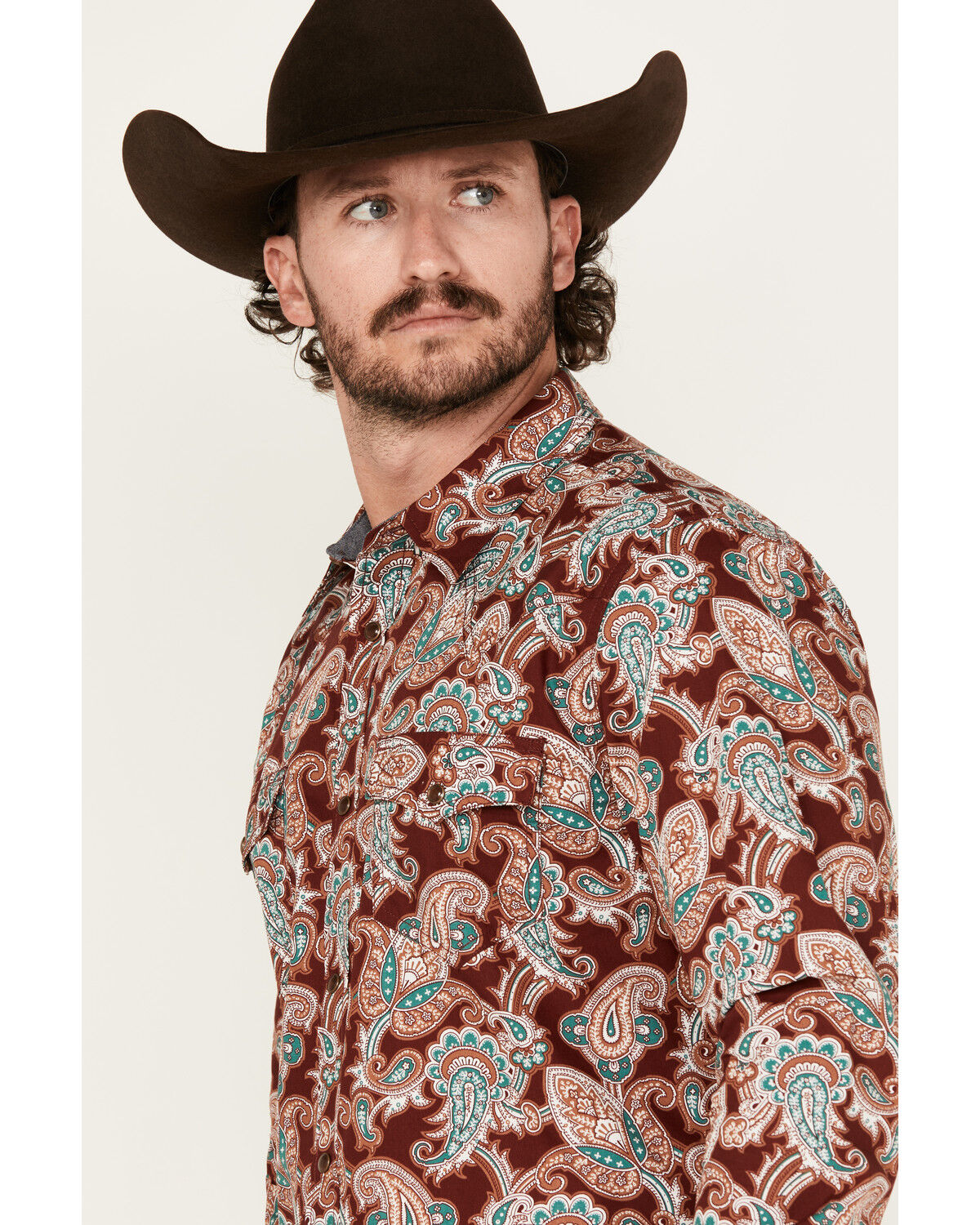 Cody James Men's Noah Paisley Print Long Sleeve Snap Western Shirt - Big