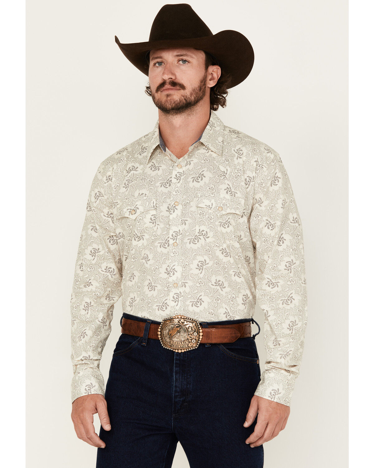 Cody James Men's Treven Floral Print Long Sleeve Snap Western Shirt