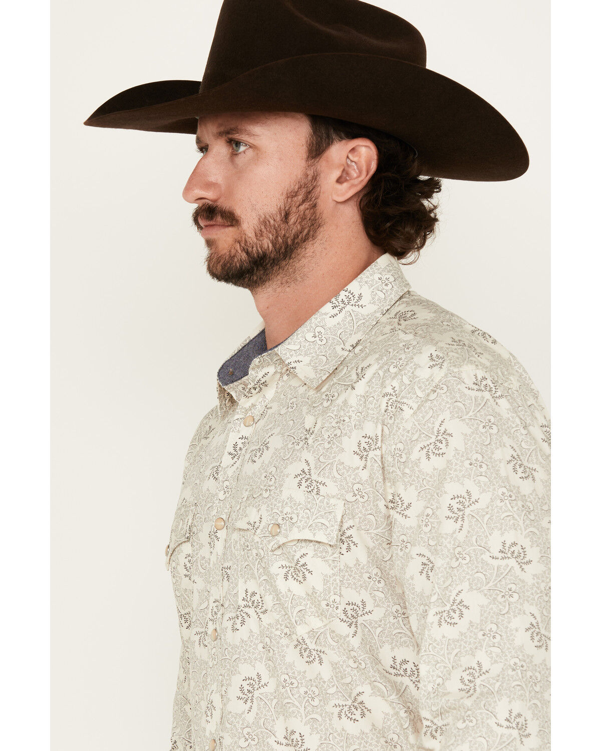 Cody James Men's Treven Floral Print Long Sleeve Snap Western Shirt
