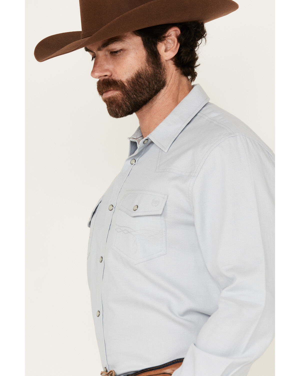 Blue Ranchwear Men's Alcova Solid Long Sleeve Snap Western Shirt