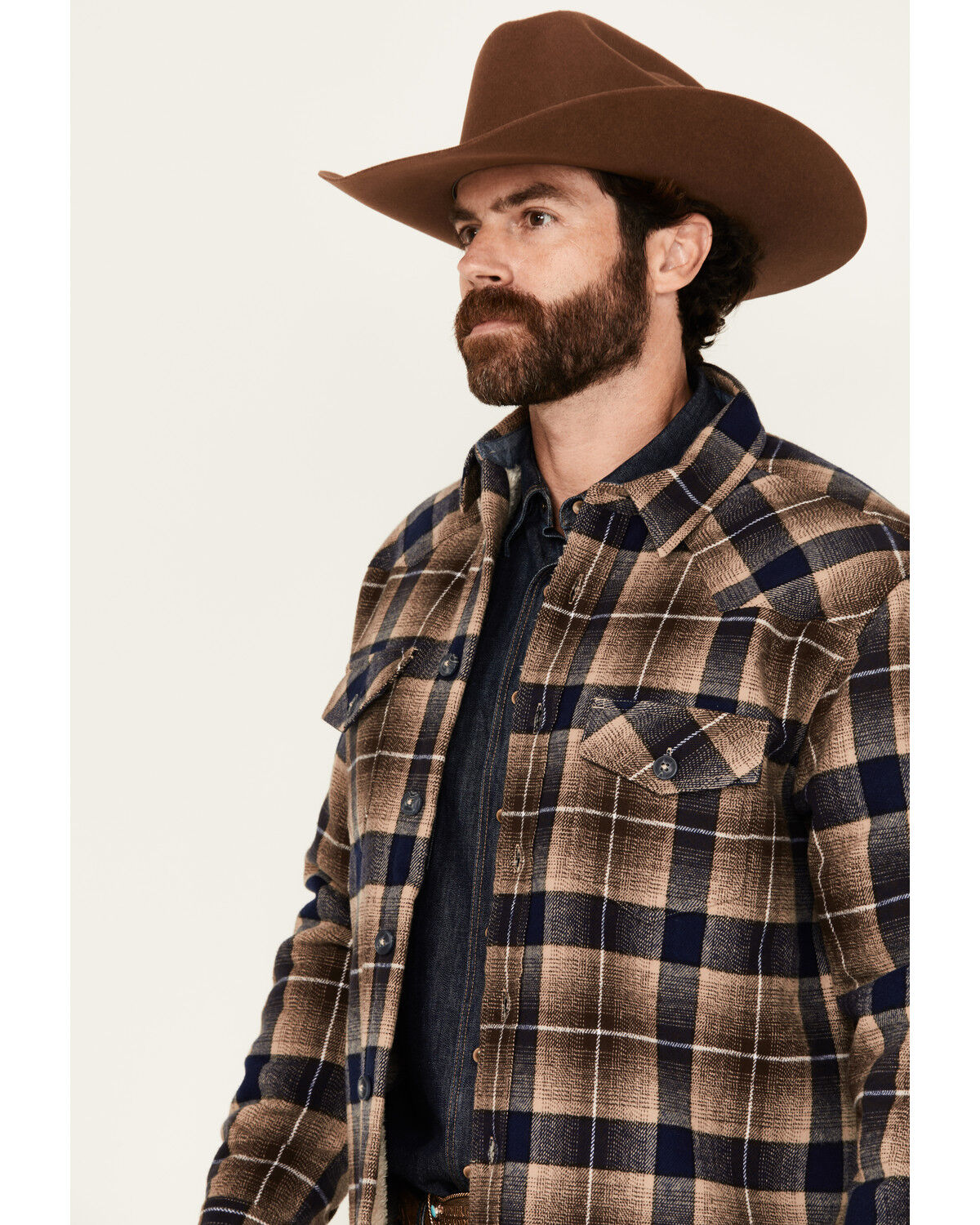 Cody James Men's Barrett Plaid Print Sherpa Lined Button-Down Jacket