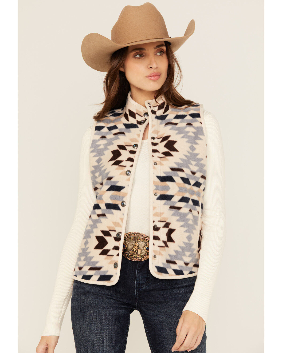 Shyanne Women's Southwestern Print Polar Fleece Vest