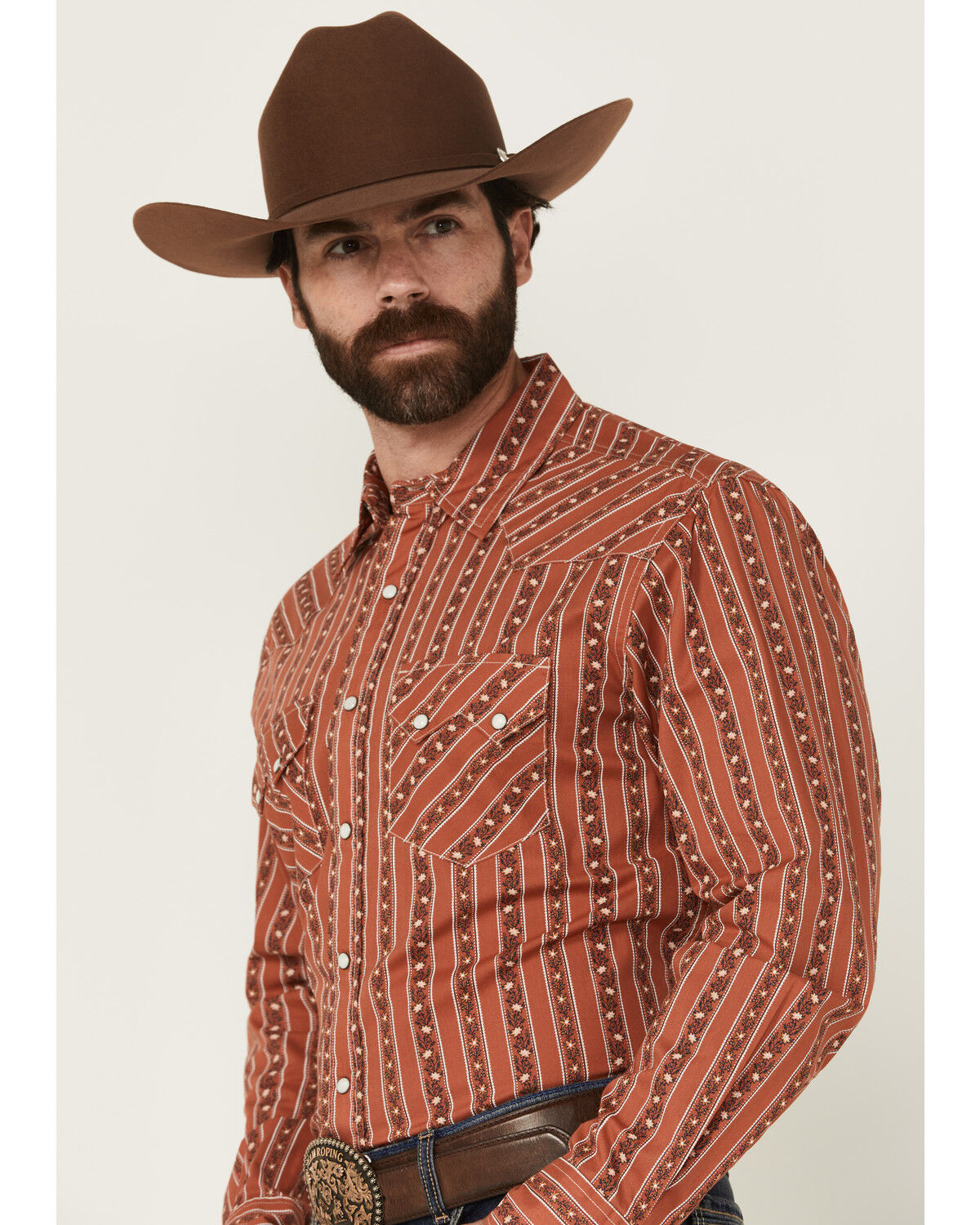 Cinch Men's Floral Striped Print Long Sleeve Snap Western Shirt