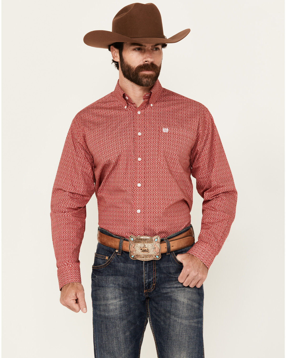Cinch Men's Geo Print Long Sleeve Button-Down Western Shirt