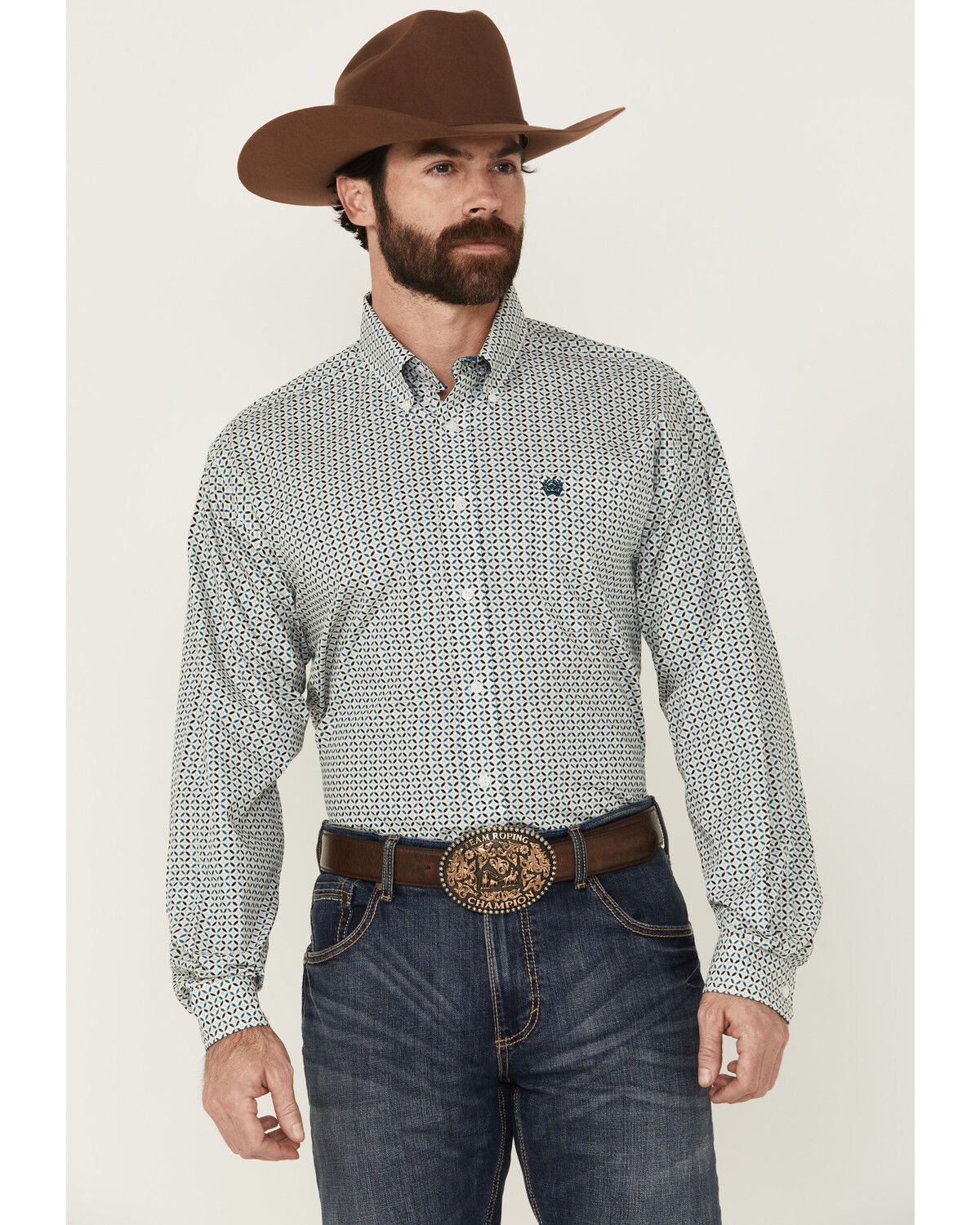 Cinch Men's Geo Print Long Sleeve Button-Down Western Shirt