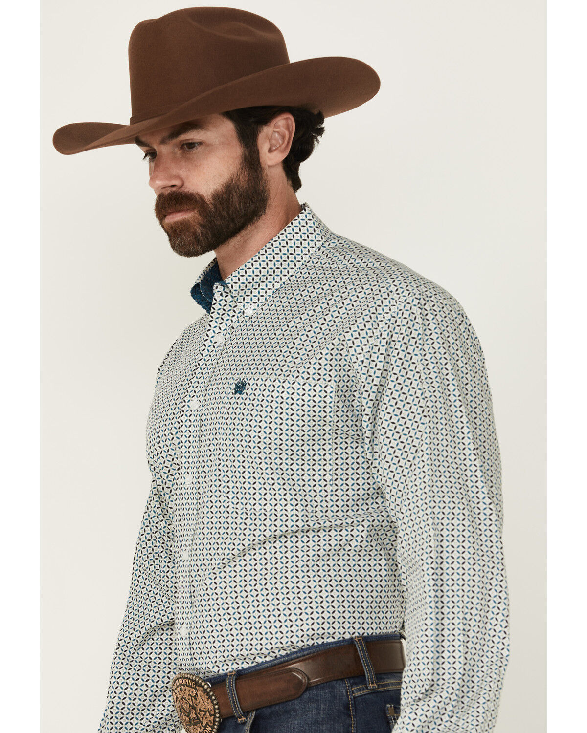 Cinch Men's Geo Print Long Sleeve Button-Down Western Shirt