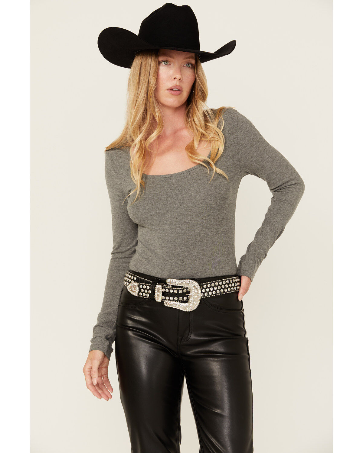 Shyanne Women's Rhinestone Studded Leather Belt