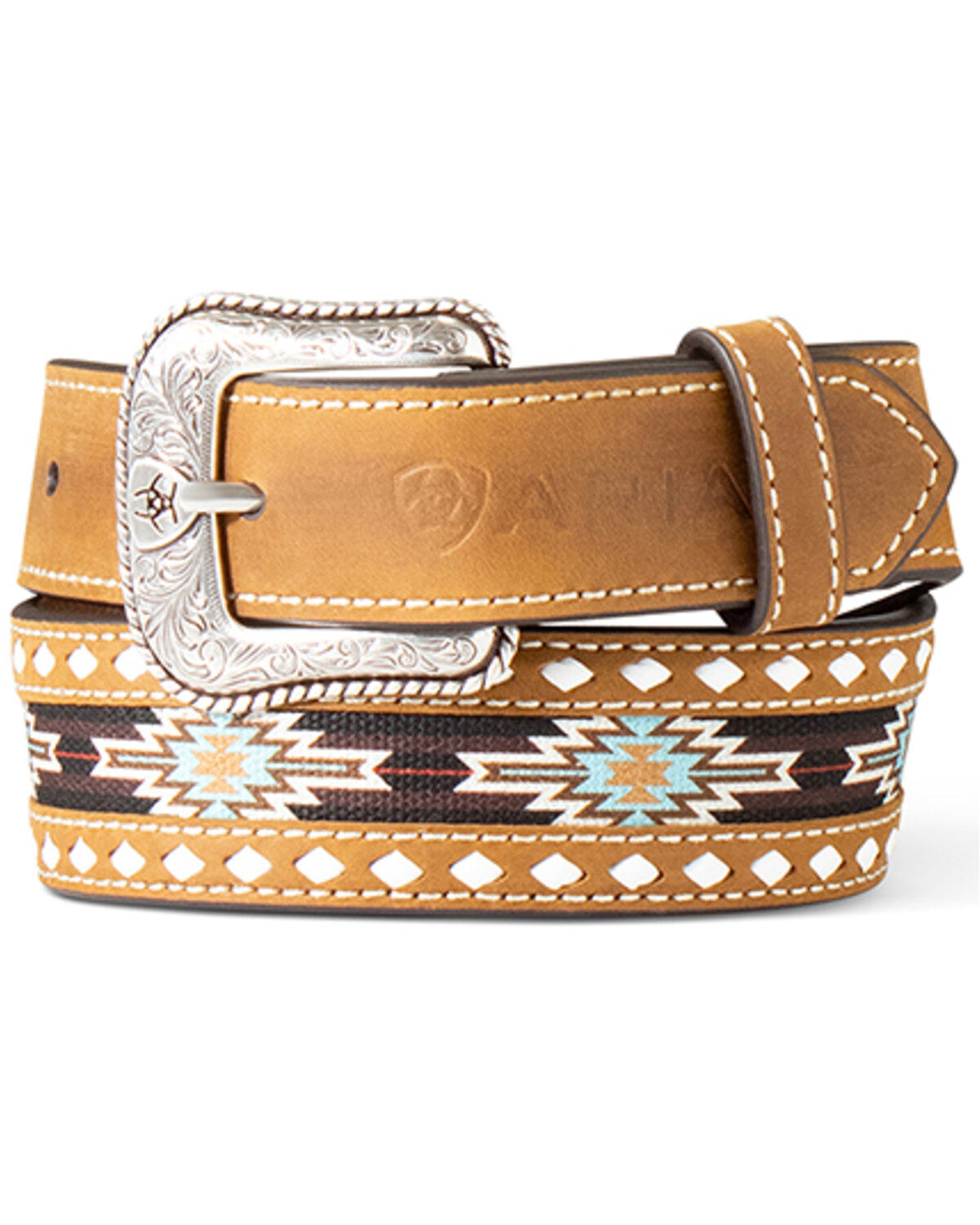 Ariat Boys' Southwestern Embroidered Leather Belt