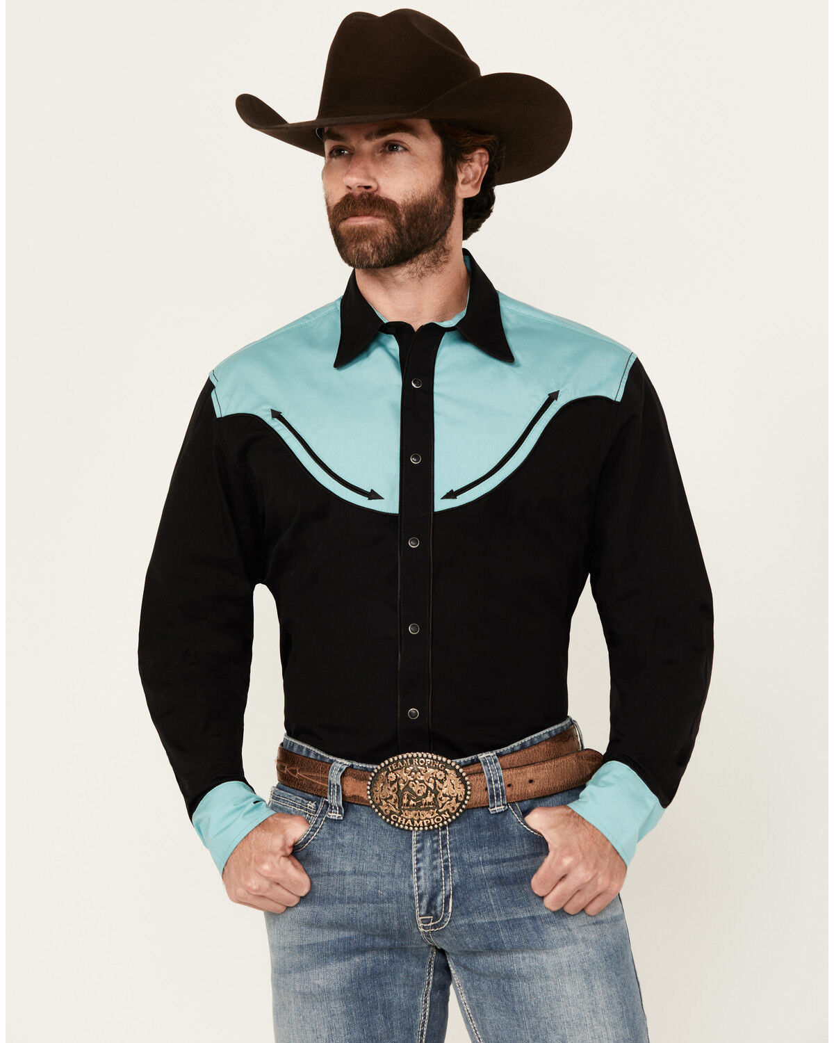 Wrangler Men's Rodeo Ben Solid Long Sleeve Snap Western Shirt