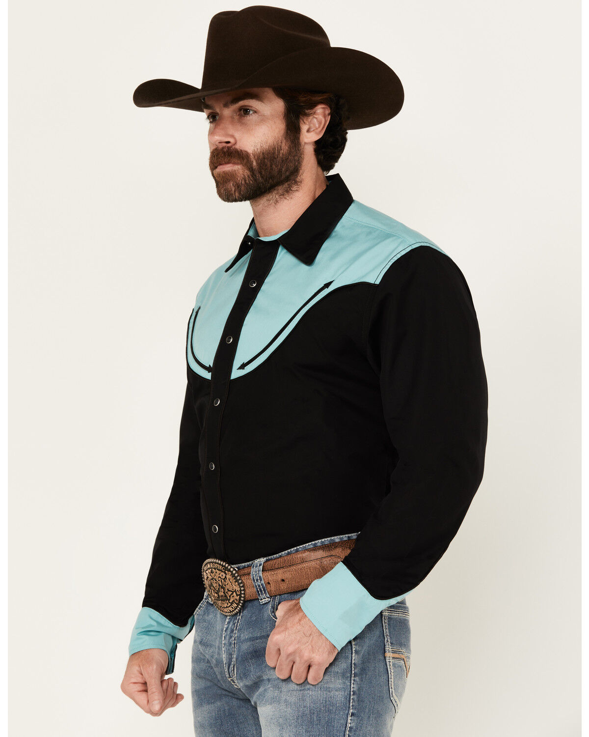 Wrangler Men's Rodeo Ben Solid Long Sleeve Snap Western Shirt
