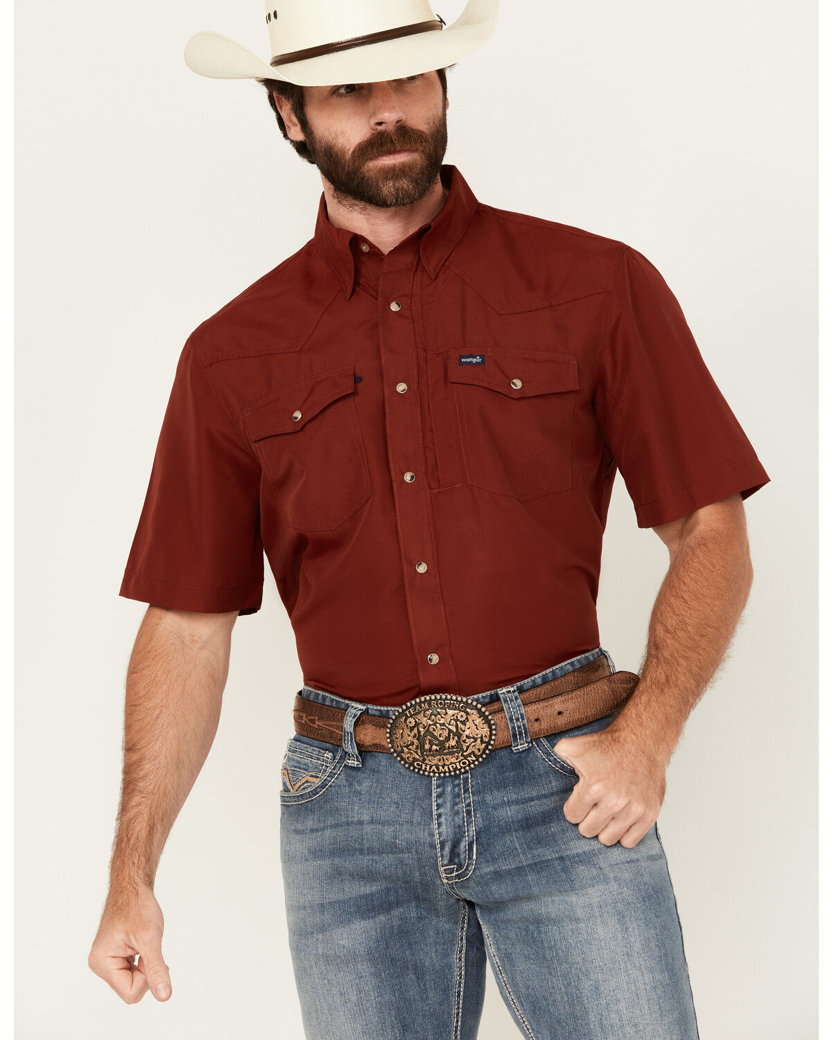 Wrangler Men's Solid Short Sleeve Snap Performance Western Shirt - Tall