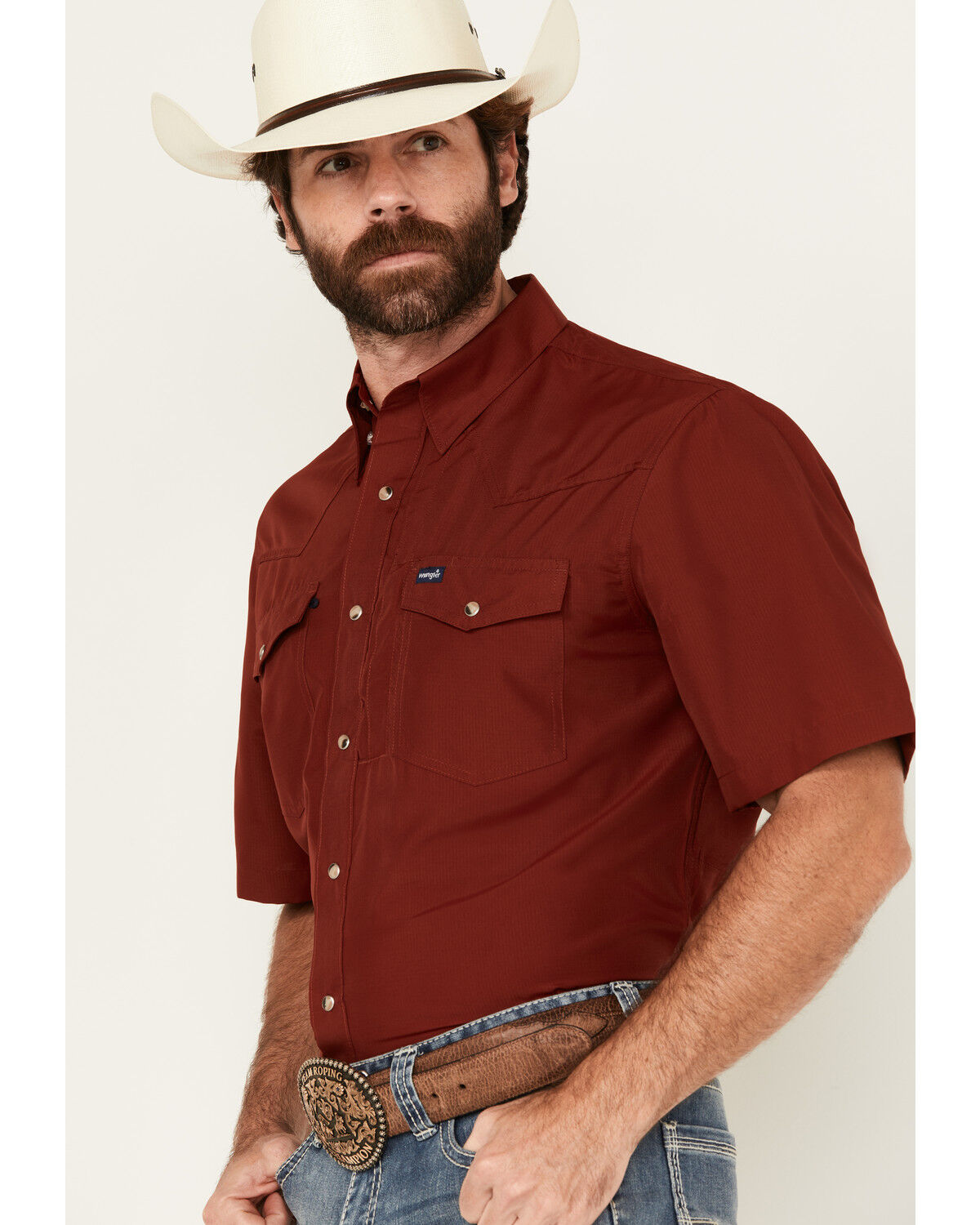 Wrangler Men's Solid Short Sleeve Snap Performance Western Shirt - Tall