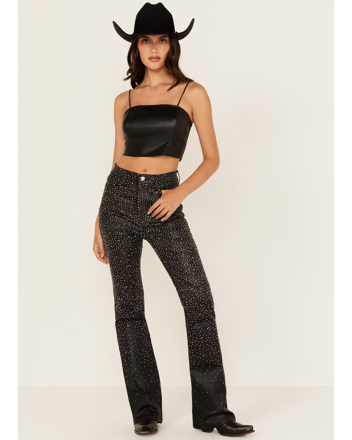 Vibrant Denim Women's Embellished High Rise Flare Pants