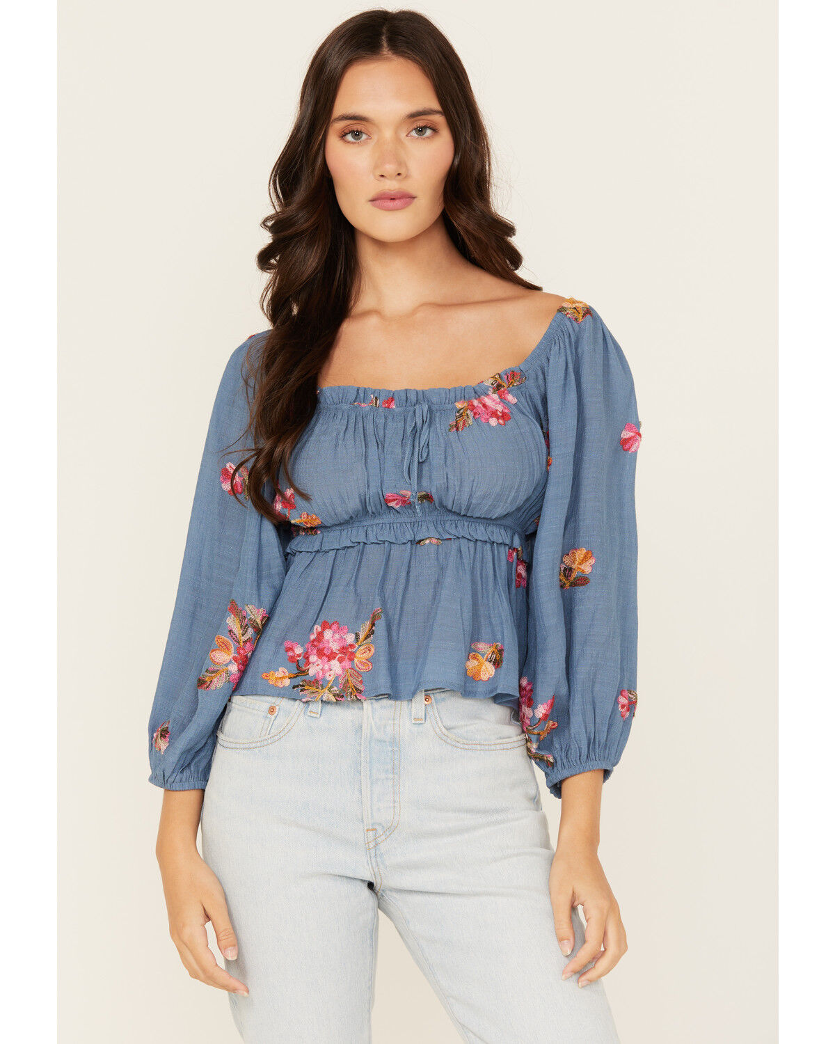 Wild Moss Women's Floral Embroidered 3/4 Sleeve Top 1 383570-wild-moss-women-s-floral-embroidered-3-4-sleeve-top-1.jpg