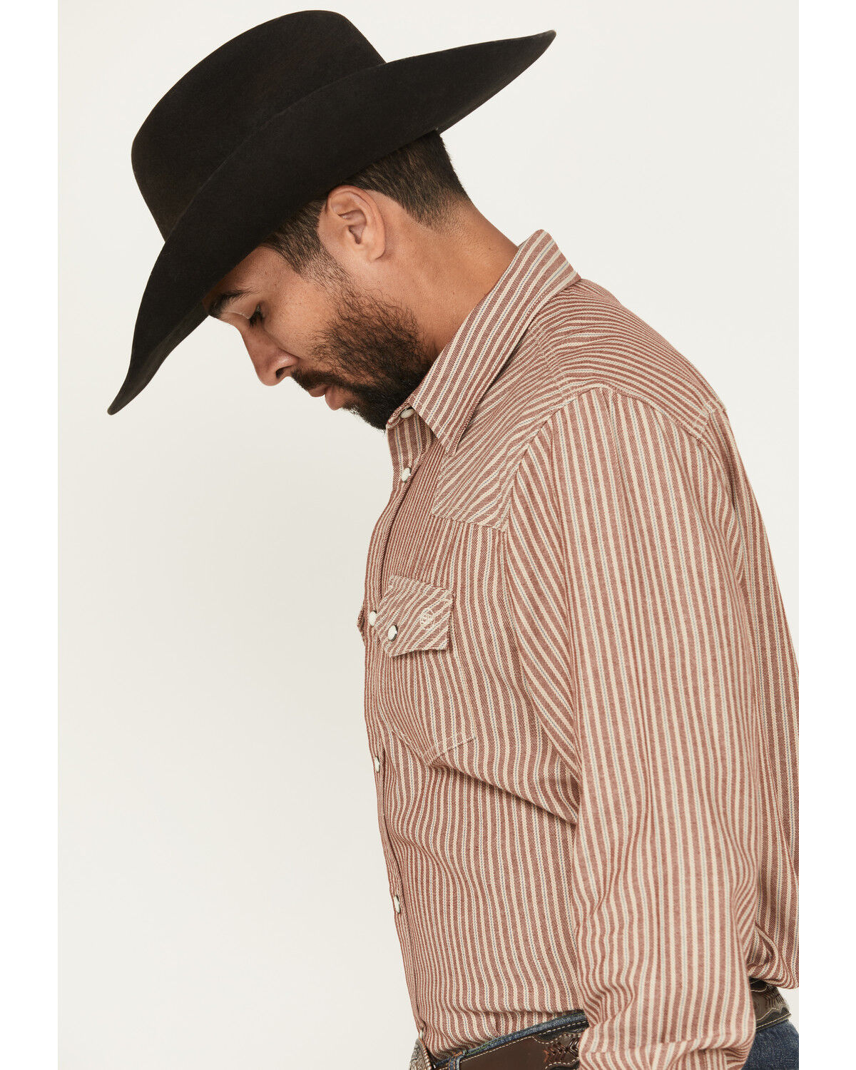 Blue Ranchwear Men's Desert Rose Striped Long Sleeve Snap Western Shirt