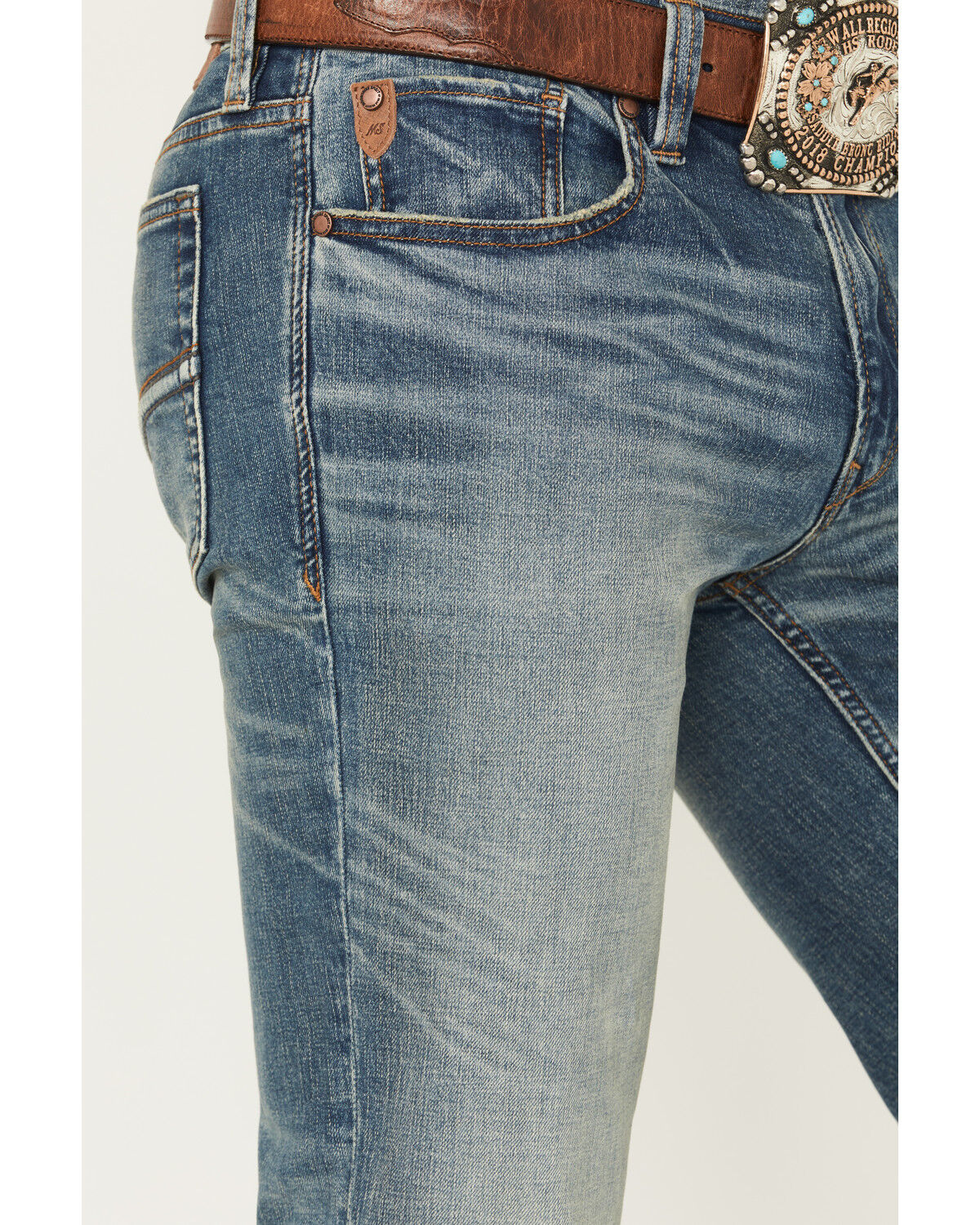 Moonshine Spirit Men's Twister Wash Decker Slim Straight Stretch Denim Jeans