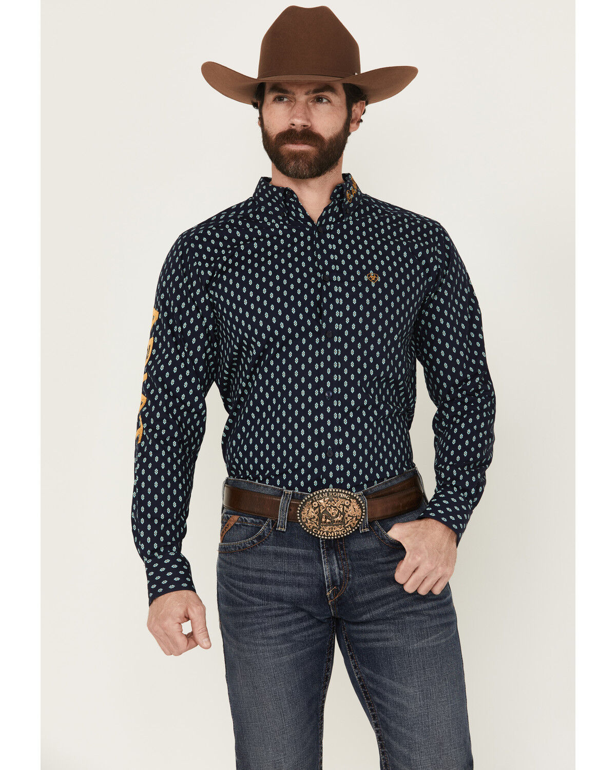 Ariat Men's Team Powell Printed Long Sleeve Button-Down Western Shirt