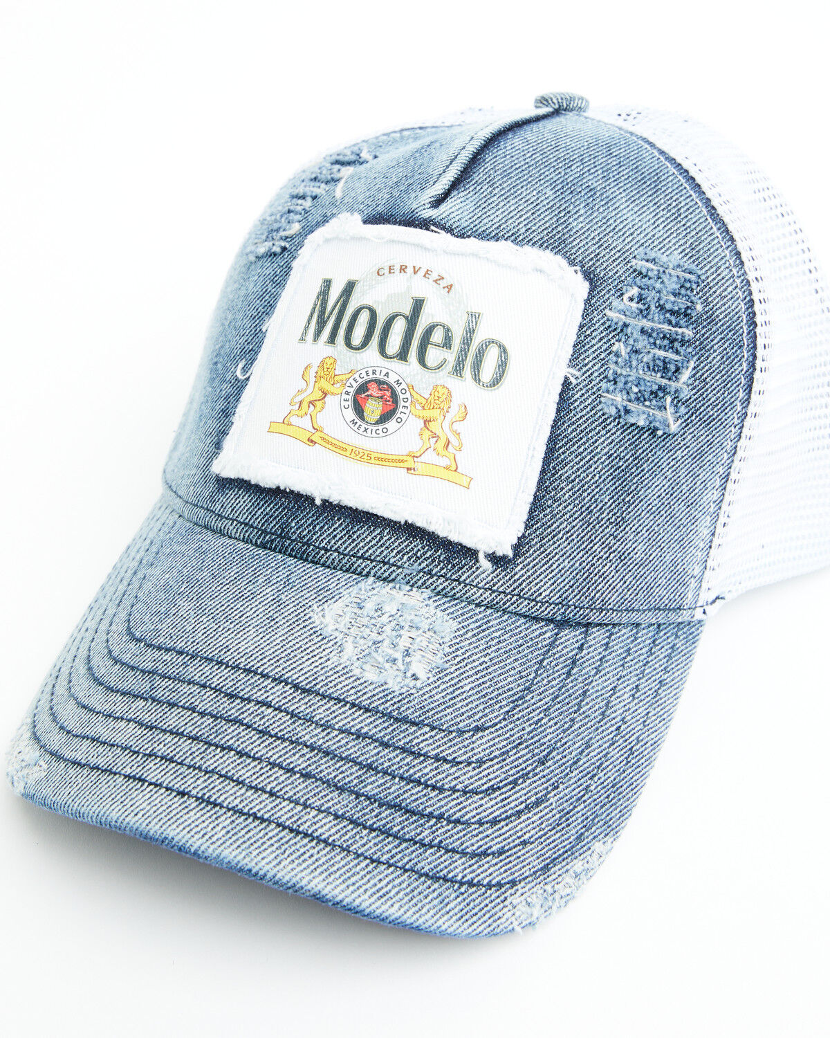 Modelo Women's Logo Distressed Denim Ball Cap