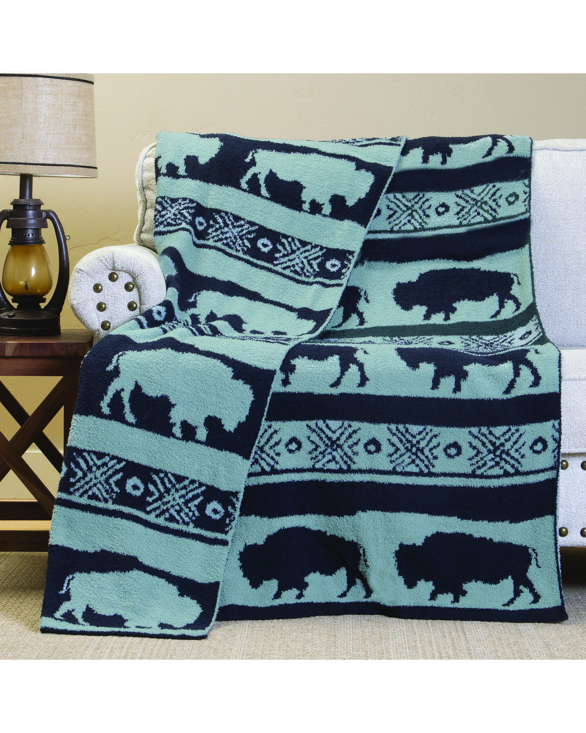 Carstens Home Buffalo Blues Stretchy Throw Blanket