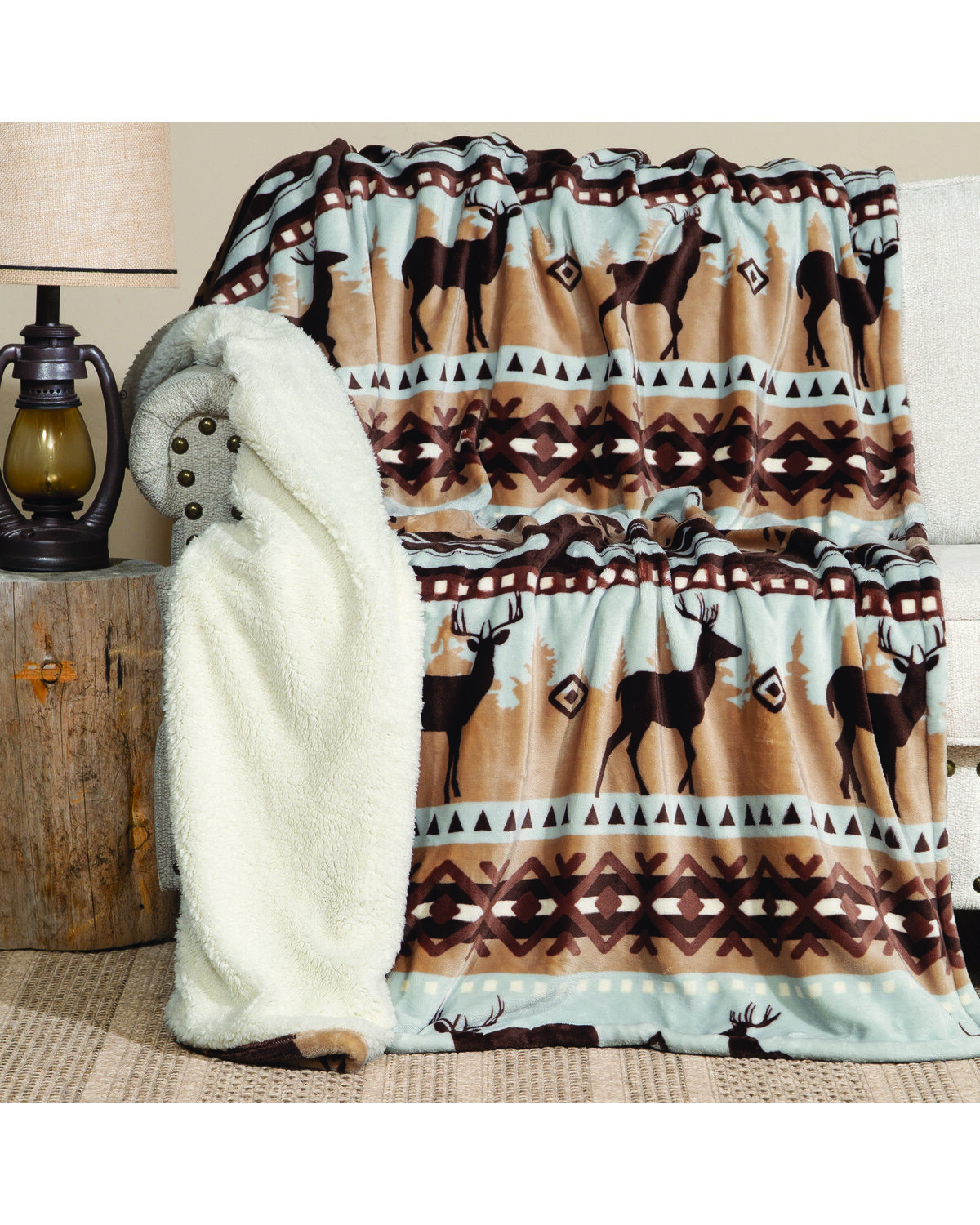 Carstens Home Buck Lake Plush Sherpa Throw Blanket