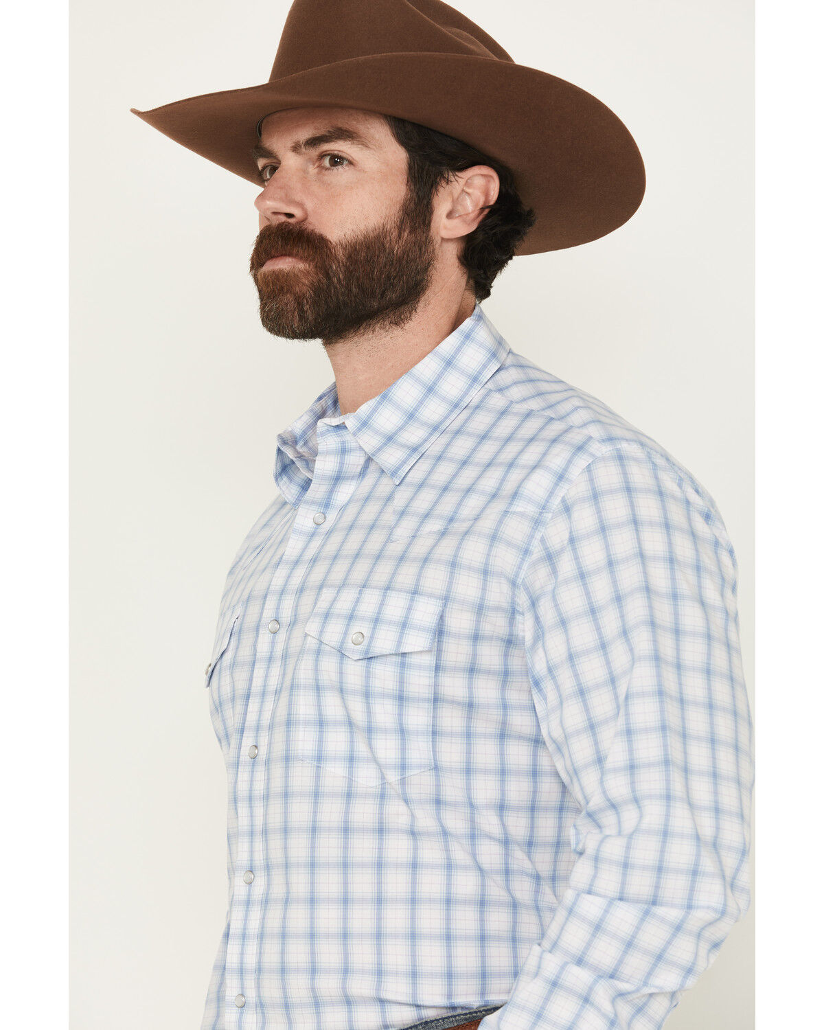 Wrangler Men's Plaid Print Long Sleeve Snap Stretch Western Shirt - Tall