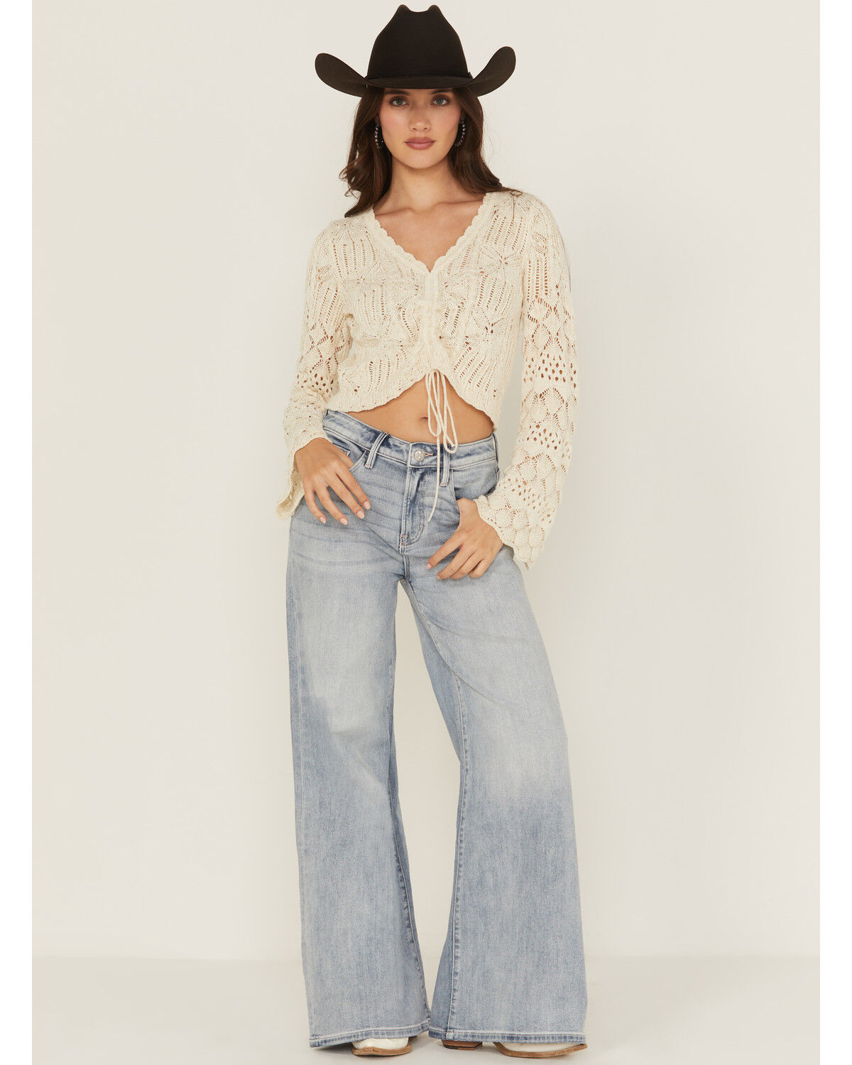 Miss Me Women's Light Wash High Rise 32 Super Wide Stretch Denim Jeans