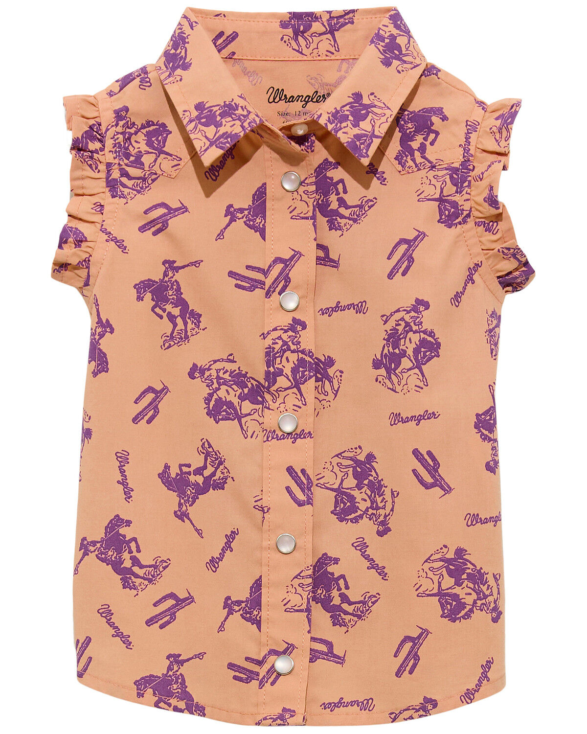 Wrangler Infant Girls' Western Print Sleeveless Pearl Snap Western Shirt