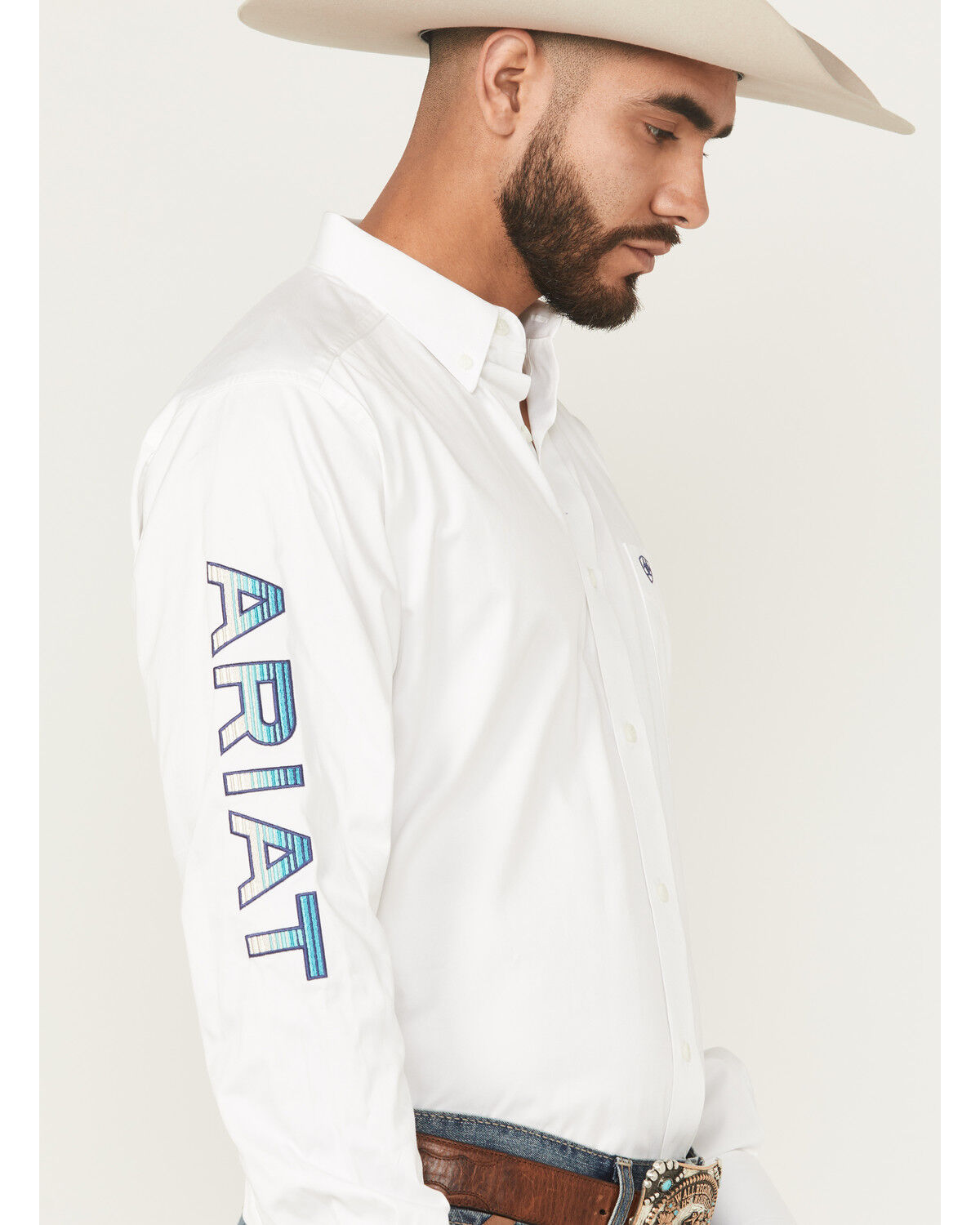 Ariat Men's Team Logo Solid Long Sleeve Button-Down Western Shirt