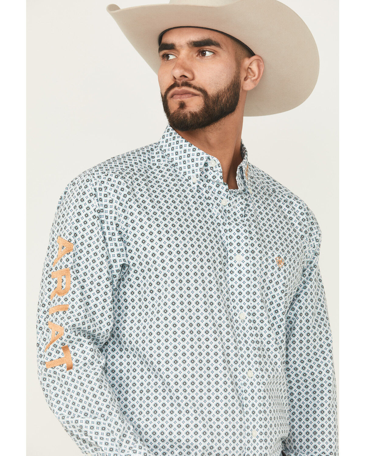 Ariat Men's Team Franklin Geo Print Long Sleeve Button-Down Western Shirt - Big