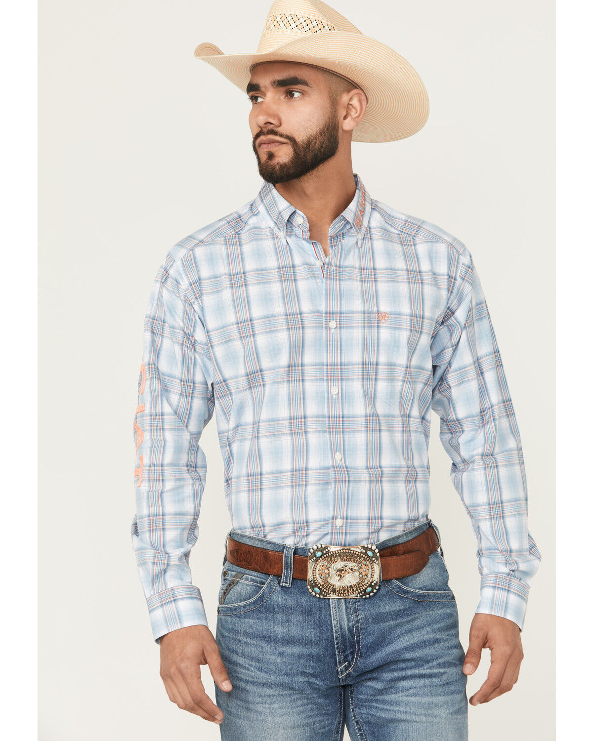 Ariat Men's Pro Series Team Finnegan Plaid Print Long Sleeve Button-Down Western Shirt