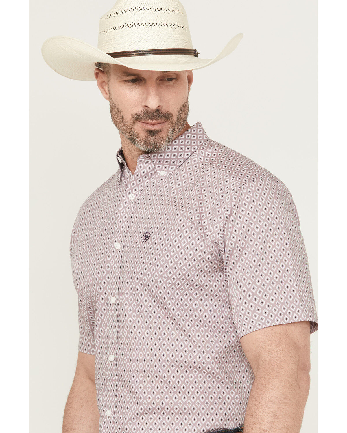 Ariat Men's Rafael Wrinkle Free Geo Print Short Sleeve Button-Down Western Shirt - Tall