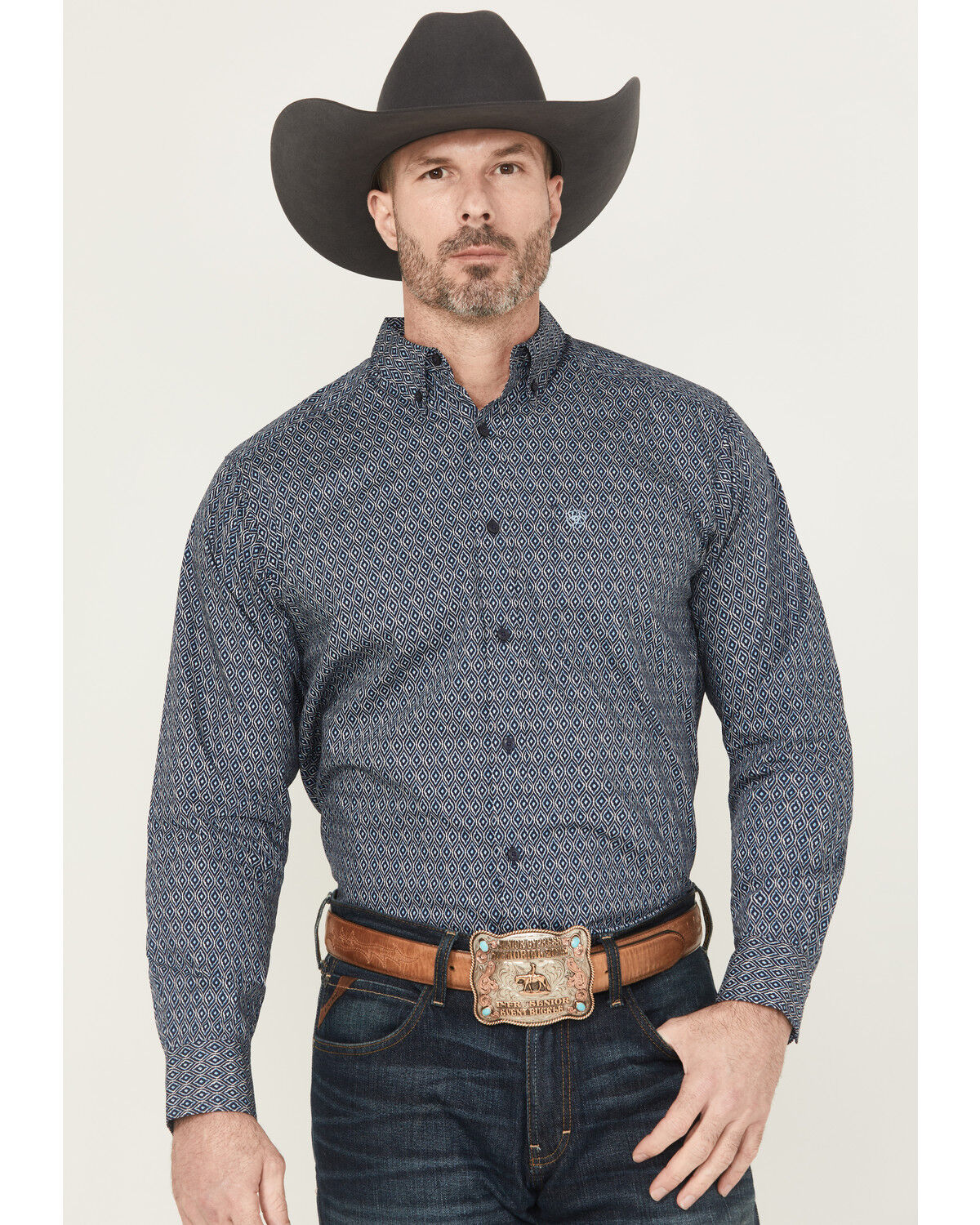 Ariat Men's Colson Geo Print Long Sleeve Button-Down Western Shirt - Big