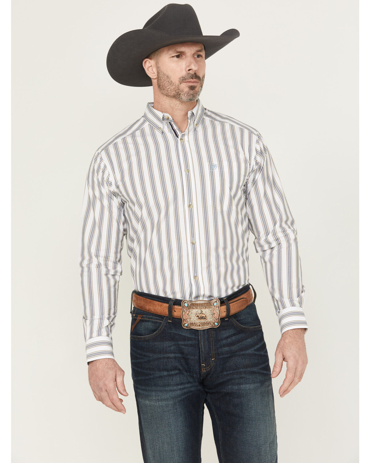 Ariat Men's Cohen Pro Series Striped Print Long Sleeve Button-Down Stretch Western Shirt - Big