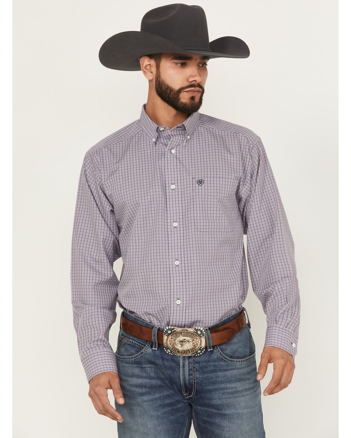 Ariat Men's Roger Plaid Print Long Sleeve Button-Down Western Shirt