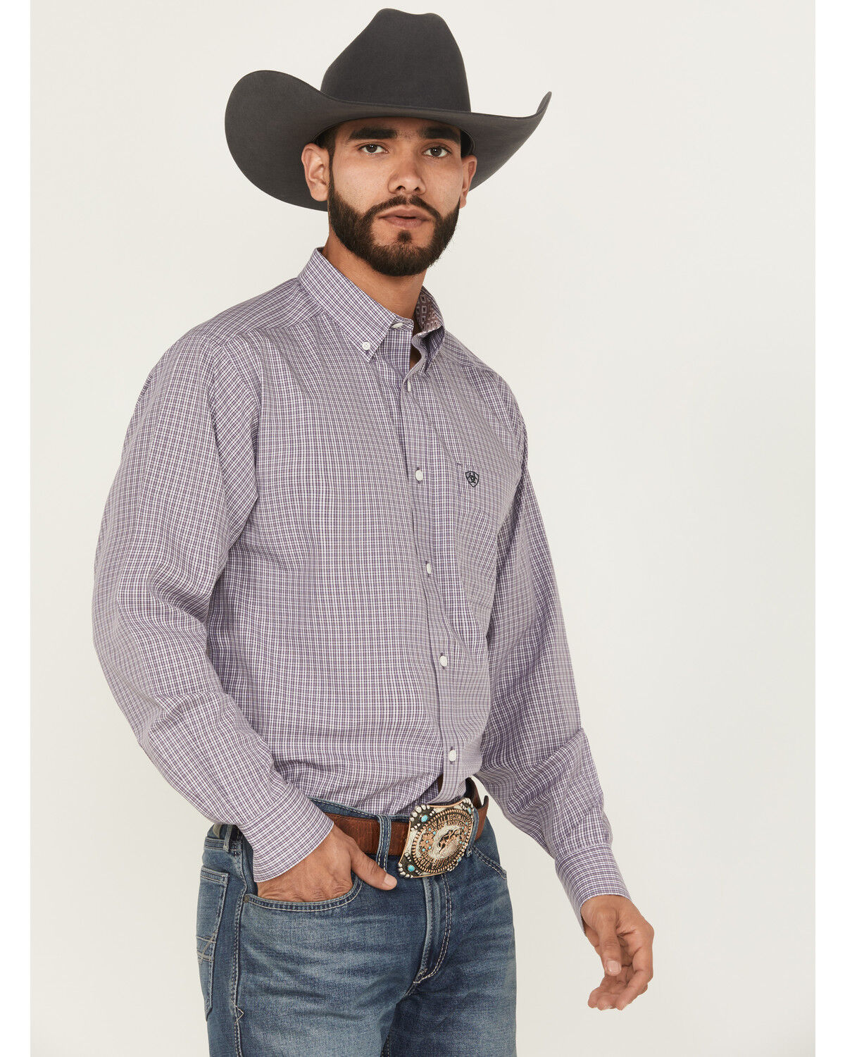 Ariat Men's Roger Plaid Print Long Sleeve Button-Down Western Shirt