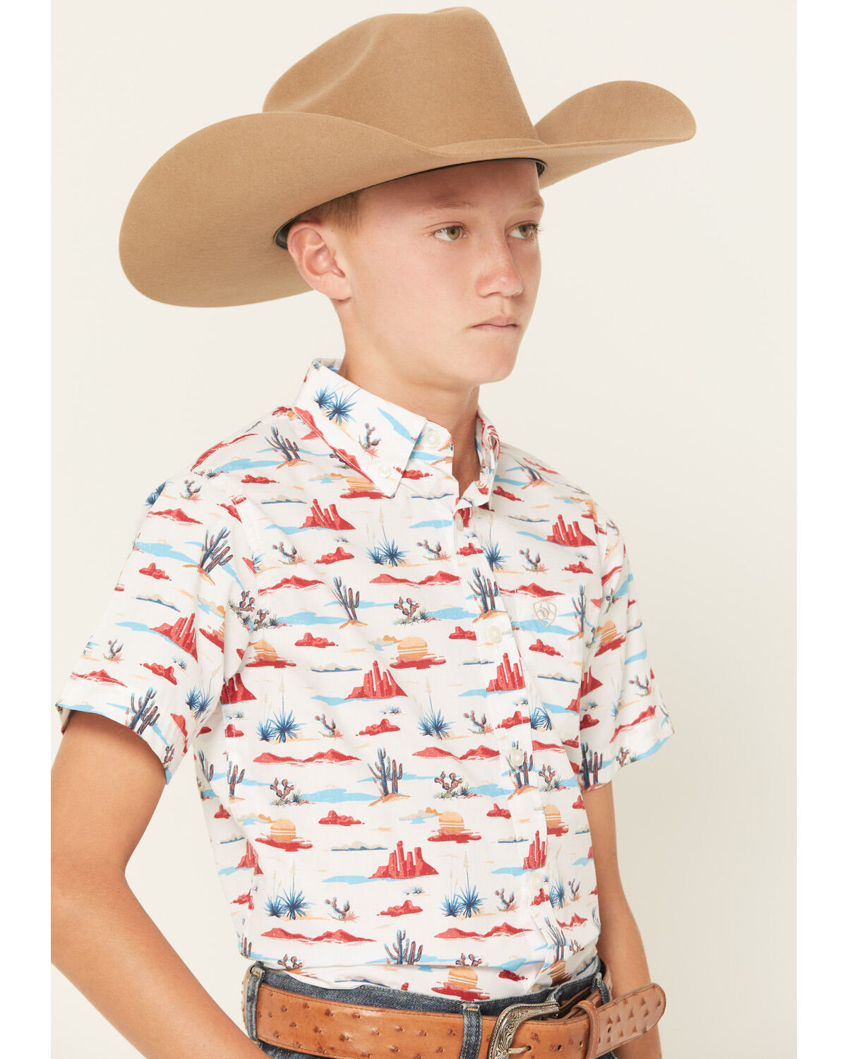 Ariat Boys' Desert Print Short Sleeve Button-Down Western Shirt