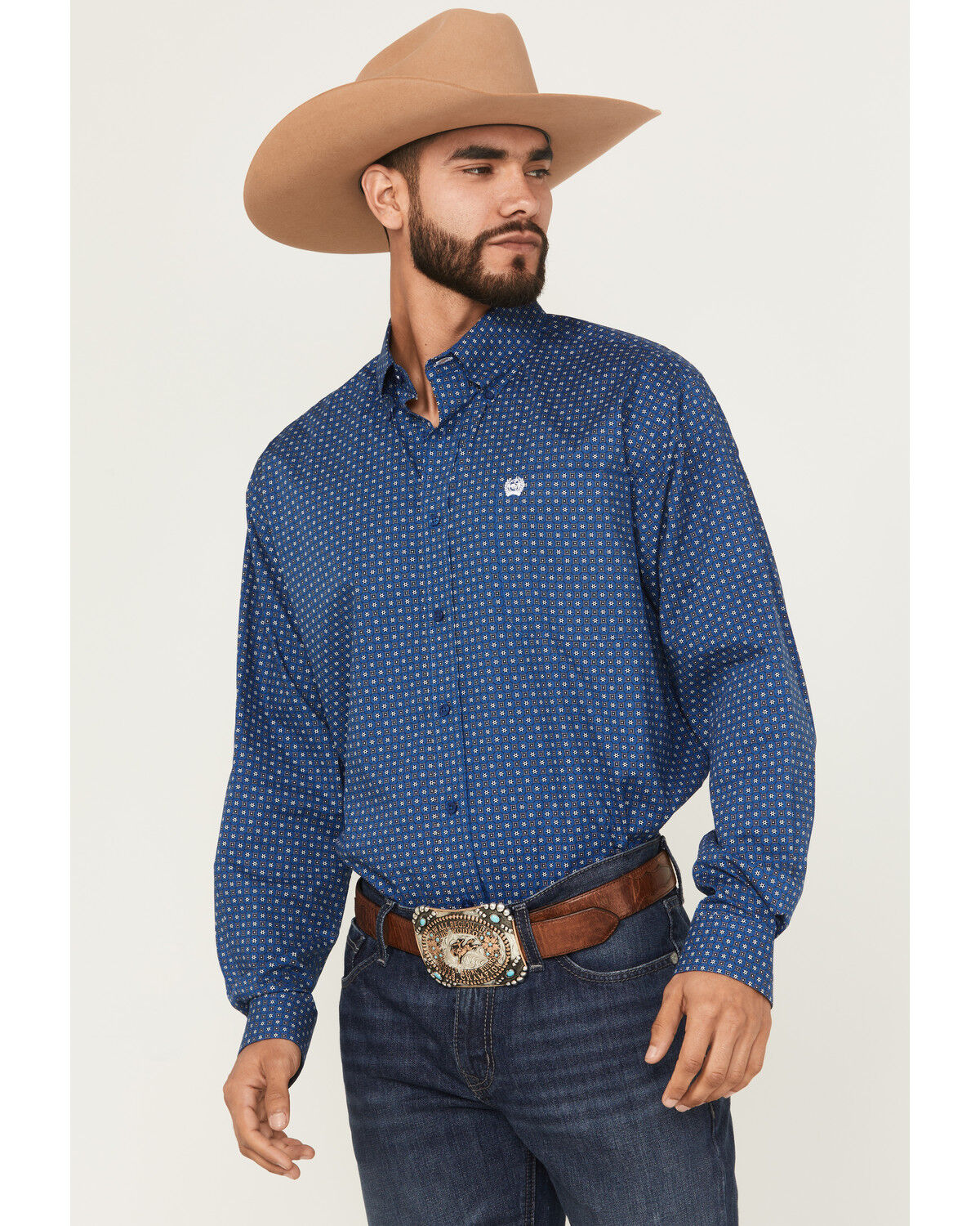 Cinch Men's Geo Print Long Sleeve Button-Down Stretch Western Shirt