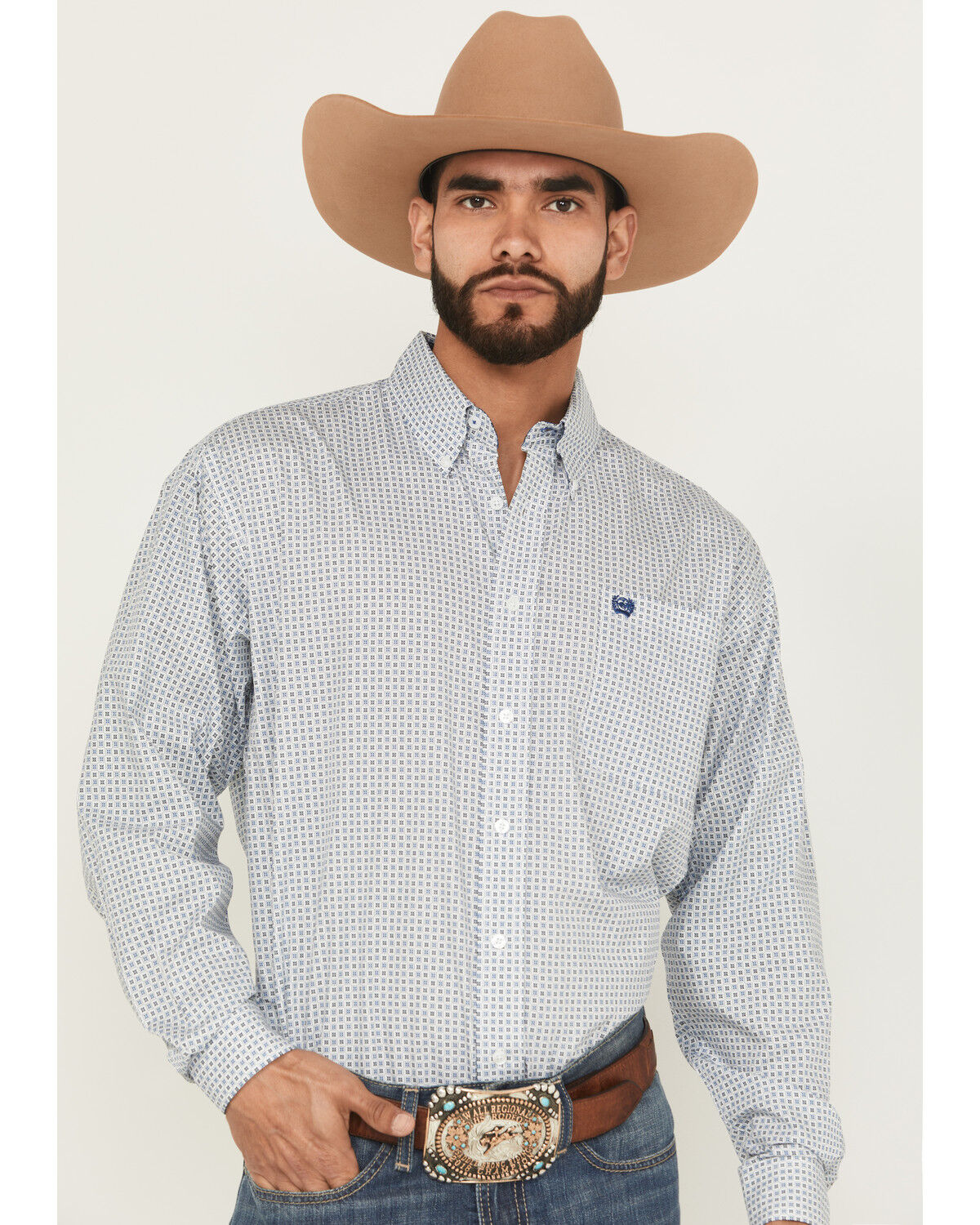 Cinch Men's Geo Print Long Sleeve Button-Down Western Shirt