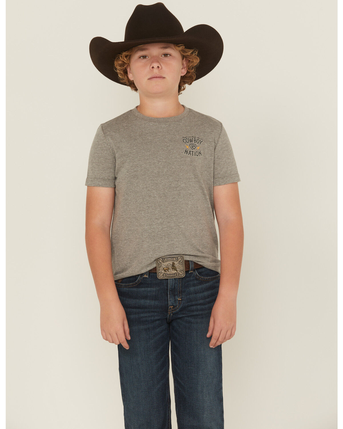 Rock & Roll Denim Boys' Cowboy Skull Short Sleeve Graphic T-Shirt