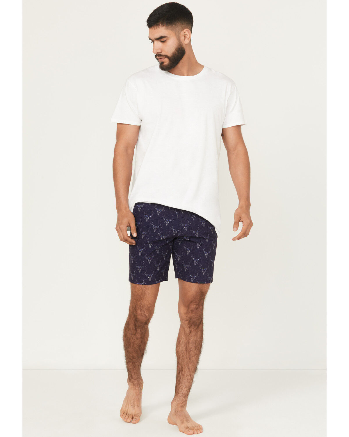 Rock & Roll Denim Men's Longhorn Print Stretch Chino Shorts