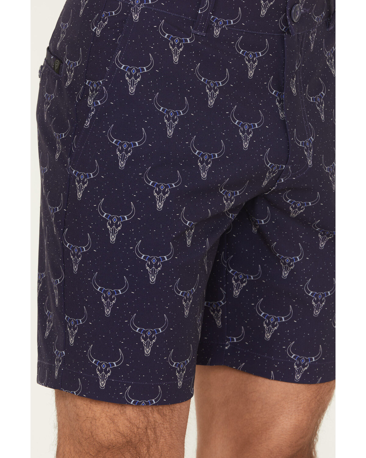 Rock & Roll Denim Men's Longhorn Print Stretch Chino Shorts