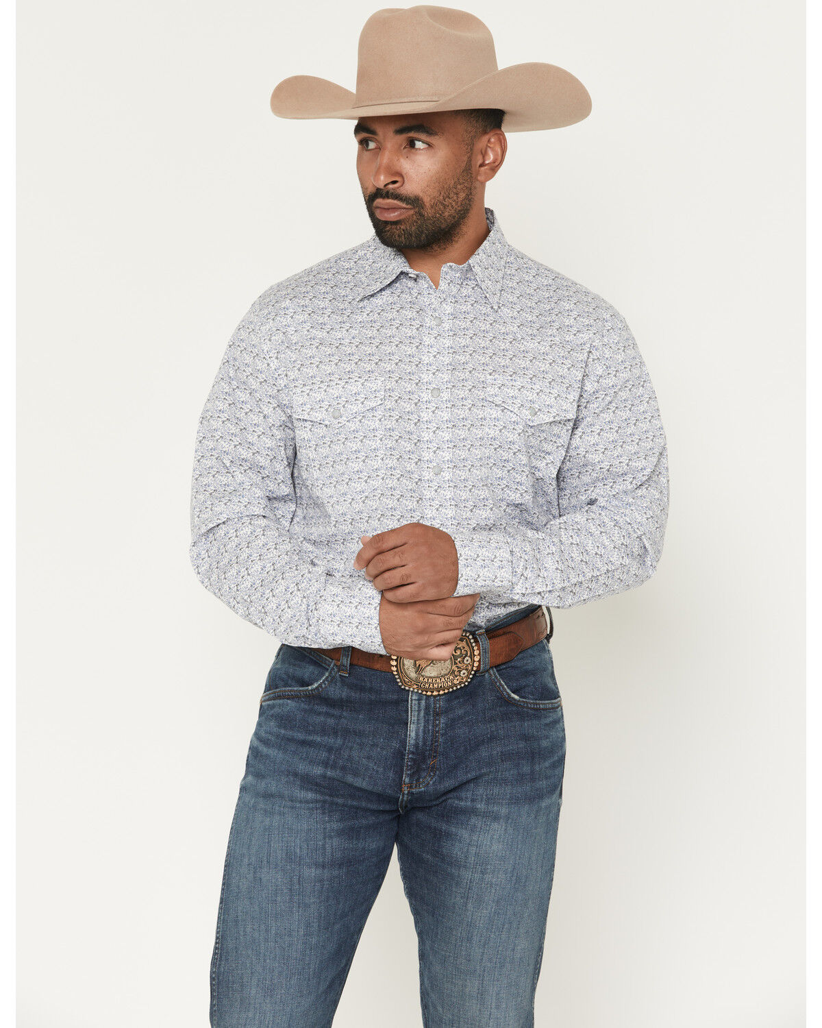 Wrangler 20X Men's Geo Print Long Sleeve Snap Stretch Western Shirt
